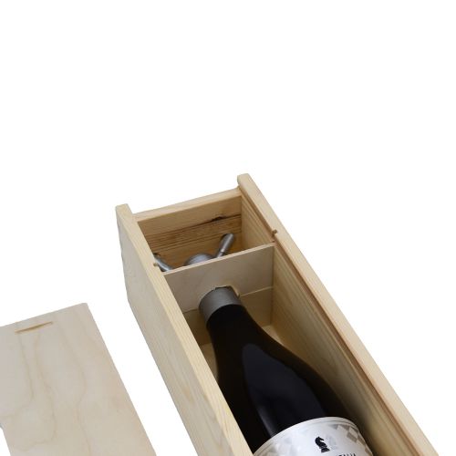 Wijnkistjes van hout, voorzien van een handvat en houten schuifpanelen