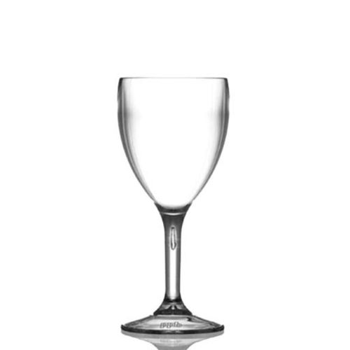 dit transparante Polycarbonaat Wijnglas Basic van 25 cl met steel is geschikt voor zowel bedrukken als graveren