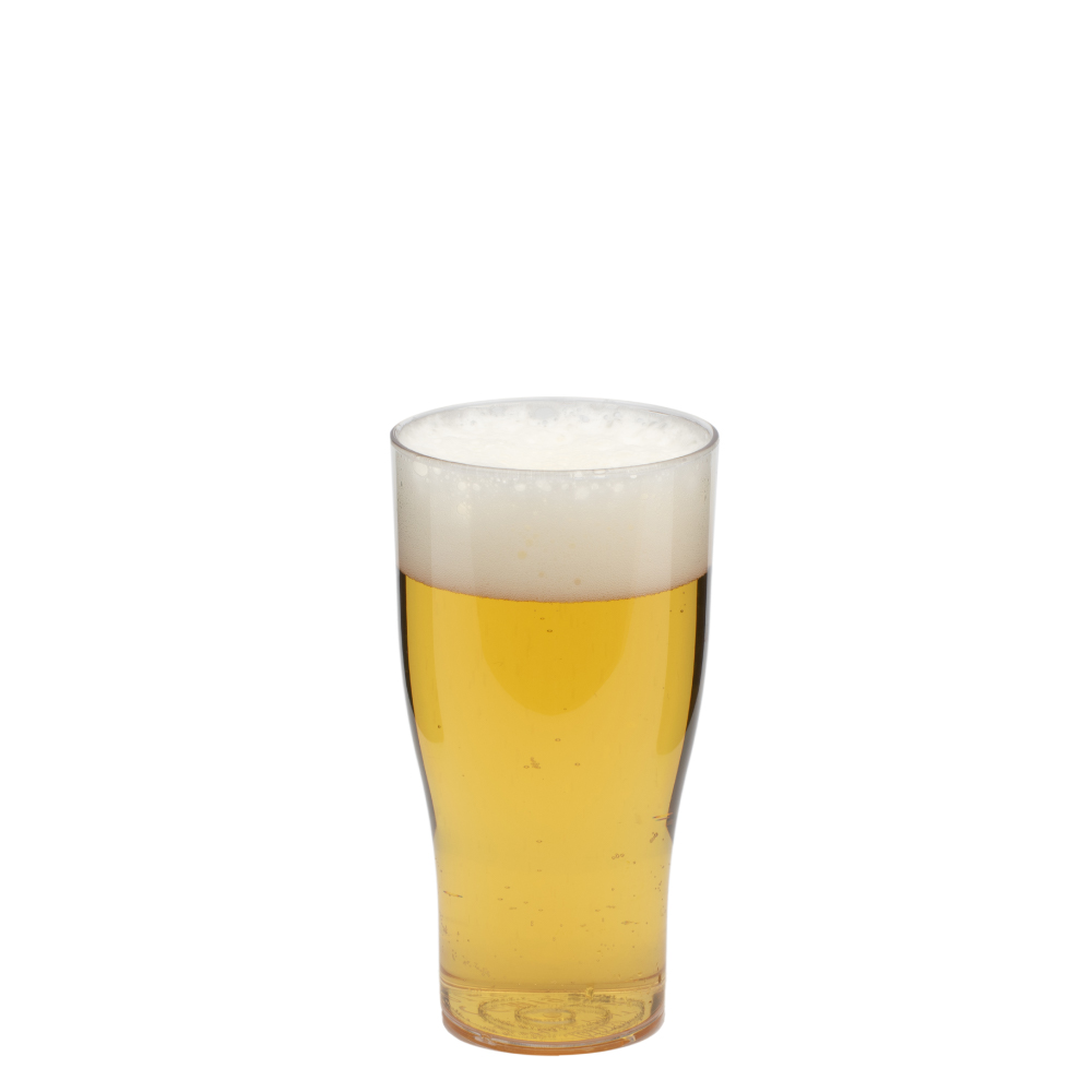 this stackable 28 cl. Plastic Beer Glass. is ideal for printing or engraving due to its transparent material, colour assorted
