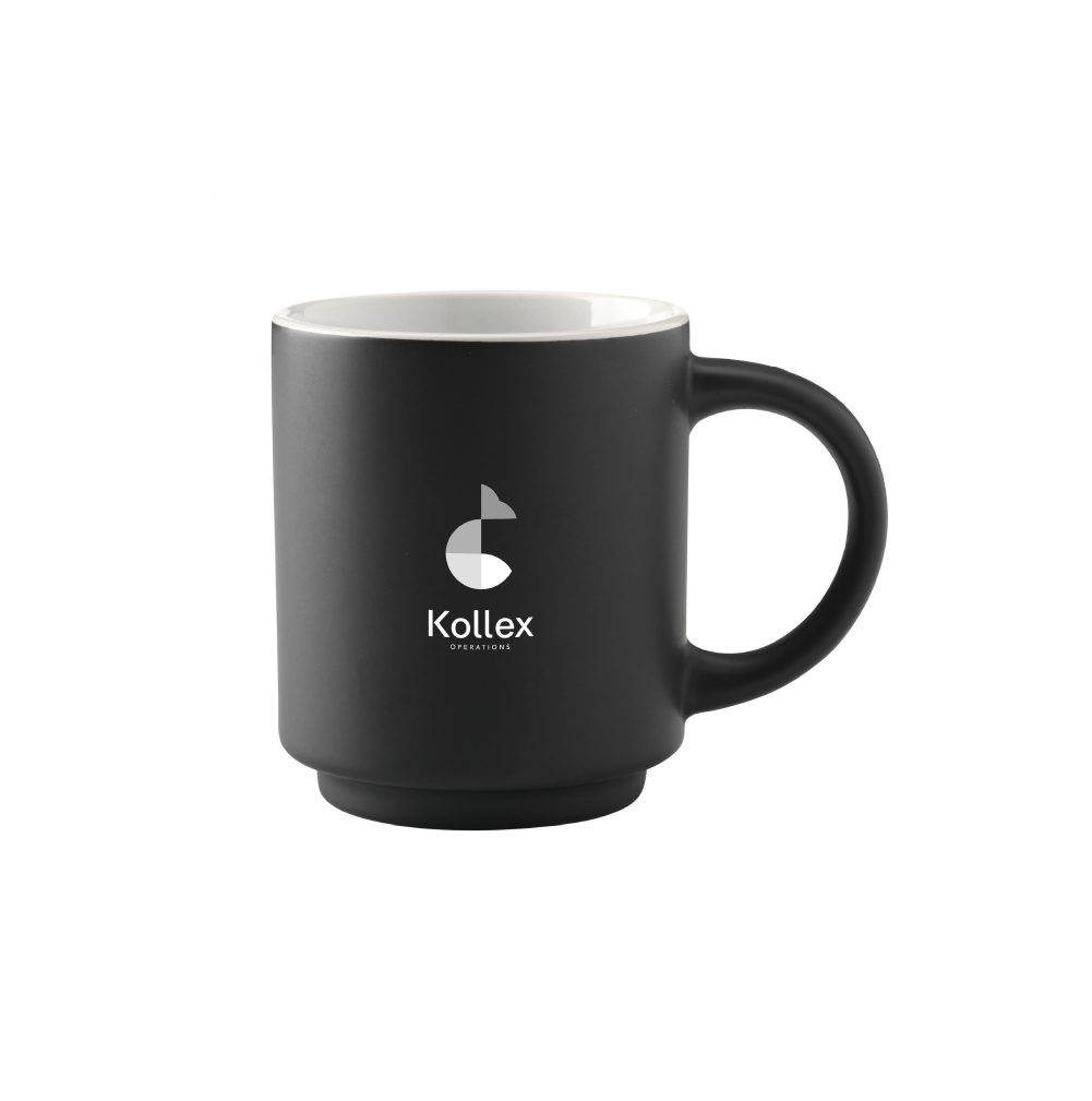 Black stackable mug with possibility of printing