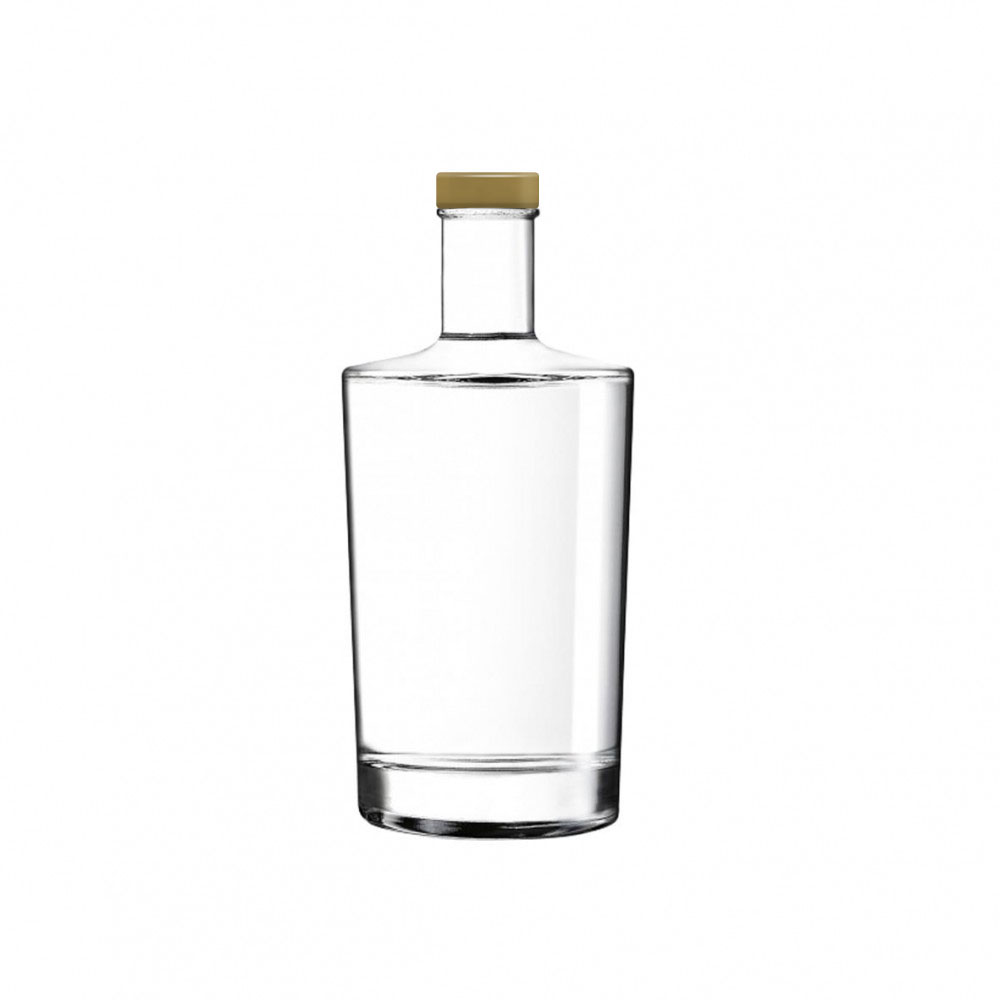 Neos 0.35-litre bottle with gold cap. transparent and with option to print or engrave
