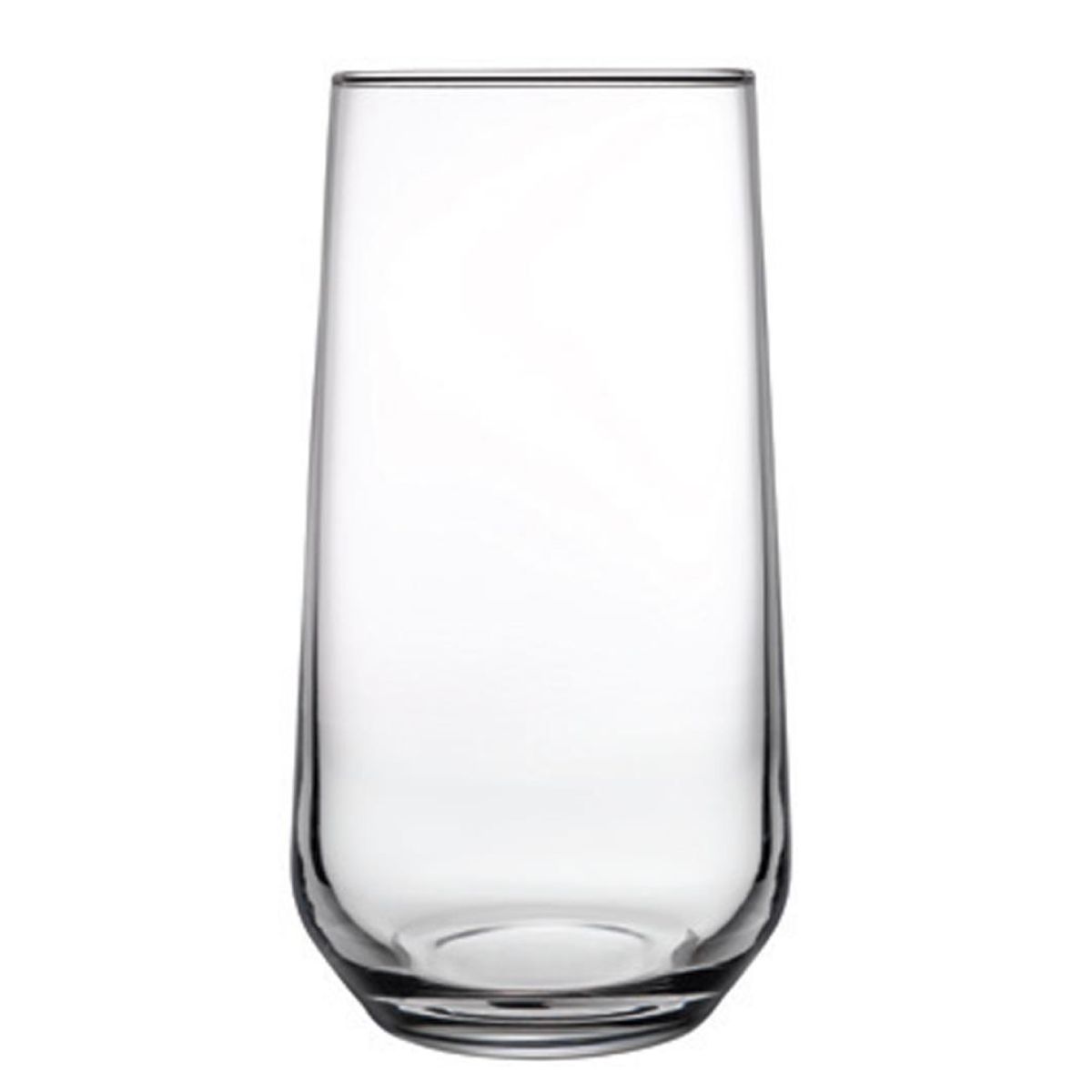 Transparent 47 cl Allegra long drink glass in glass with sleek front view and straight cylindrical shape.