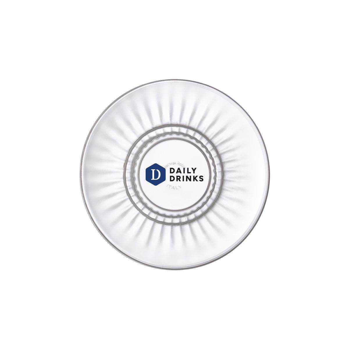 Barshine tea and latte dish 14 cm with multi-coloured DailyDrinks logo printed on the front.
