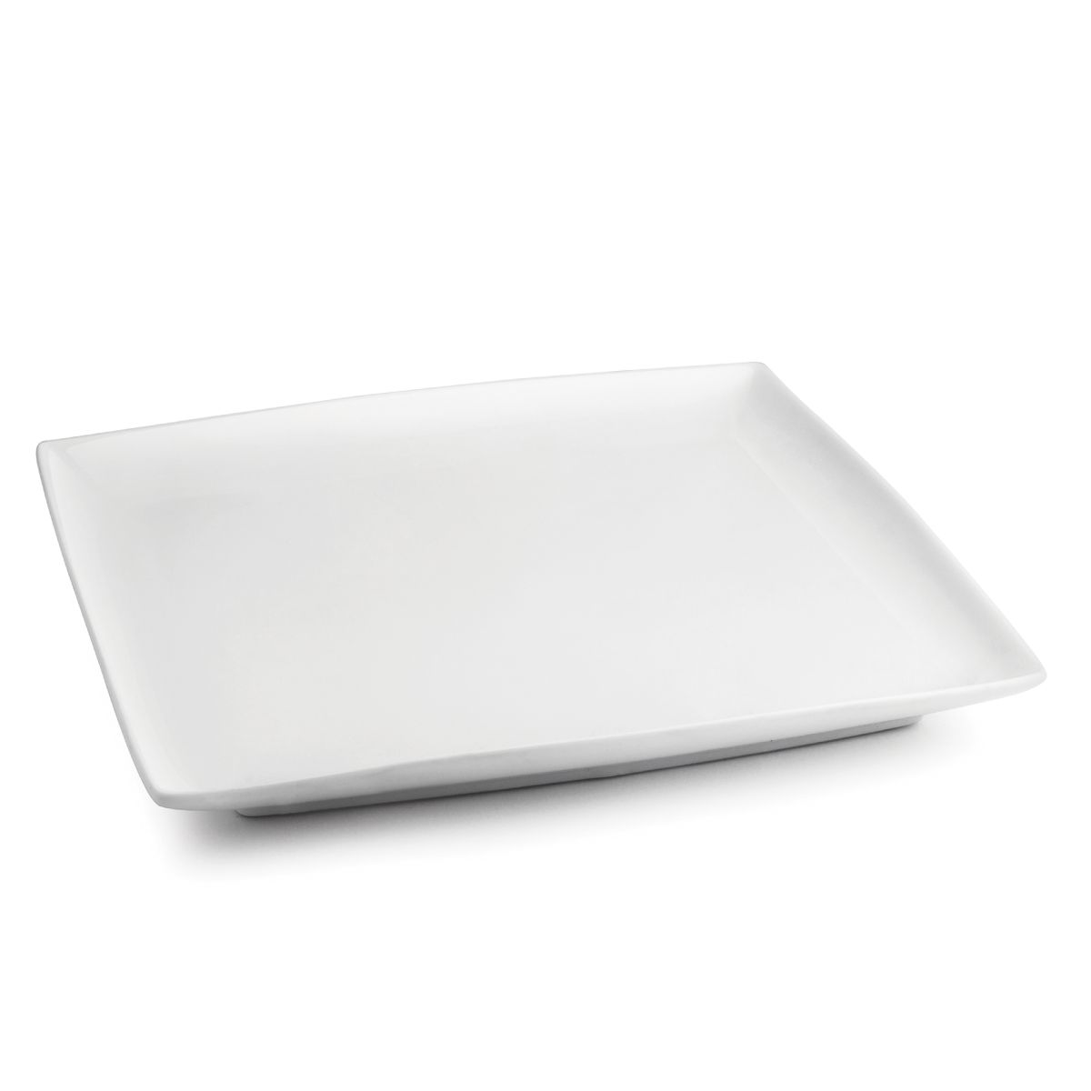 Vierkant Squito bord van 30 cm in wit porselein, vooraanzicht met ruim en vlak serveeroppervlak.