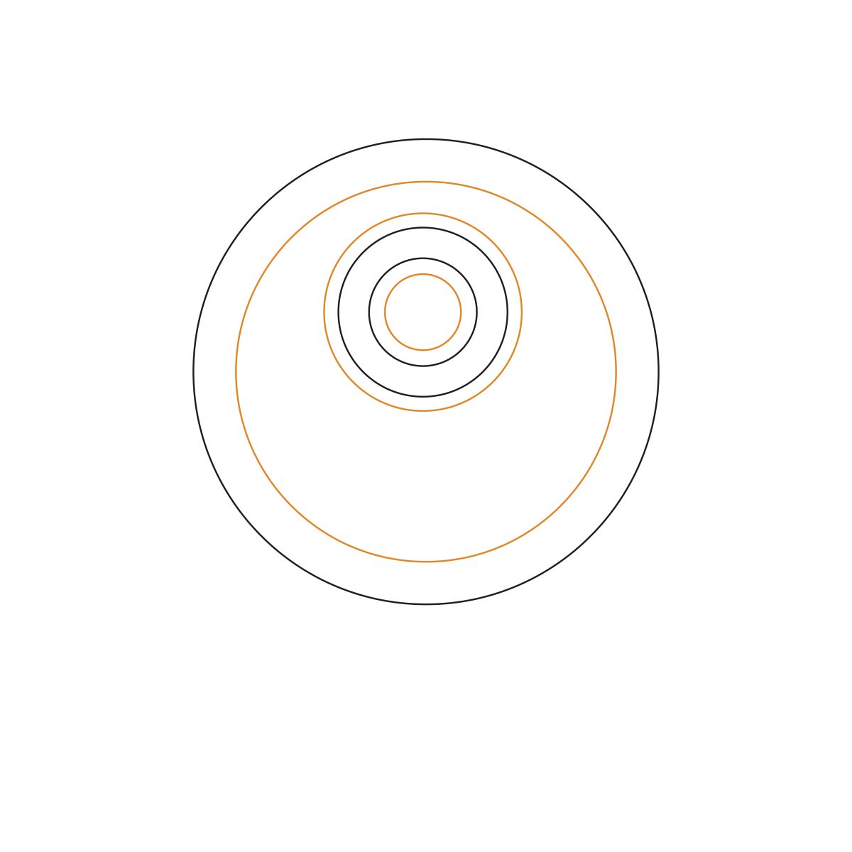 Werktekening van Delta schotel 15 cm porselein met gemarkeerd drukgebied voor het logo