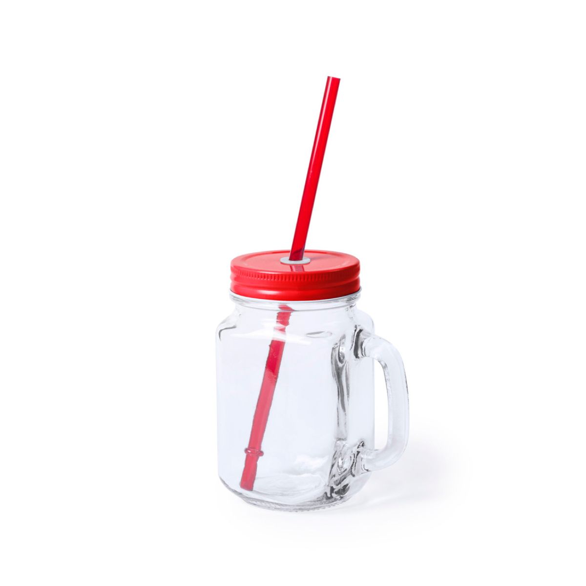 Drink Jar Country 48 cl glass with red front lid, transparent drinking cup with screw closure.