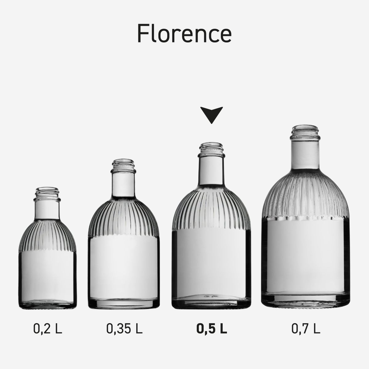 Serie Florence flessen naast elkaar gepresenteerd met uniforme vorm en uitstraling.