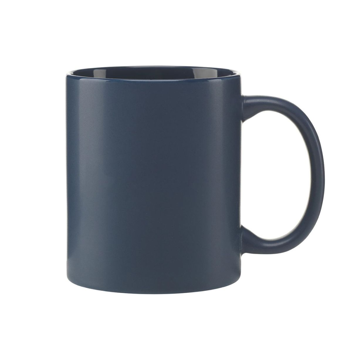 Front view of Kitty mug matt 35 cl. in blue porcelain with smooth matt surface and straight cylindrical shape.