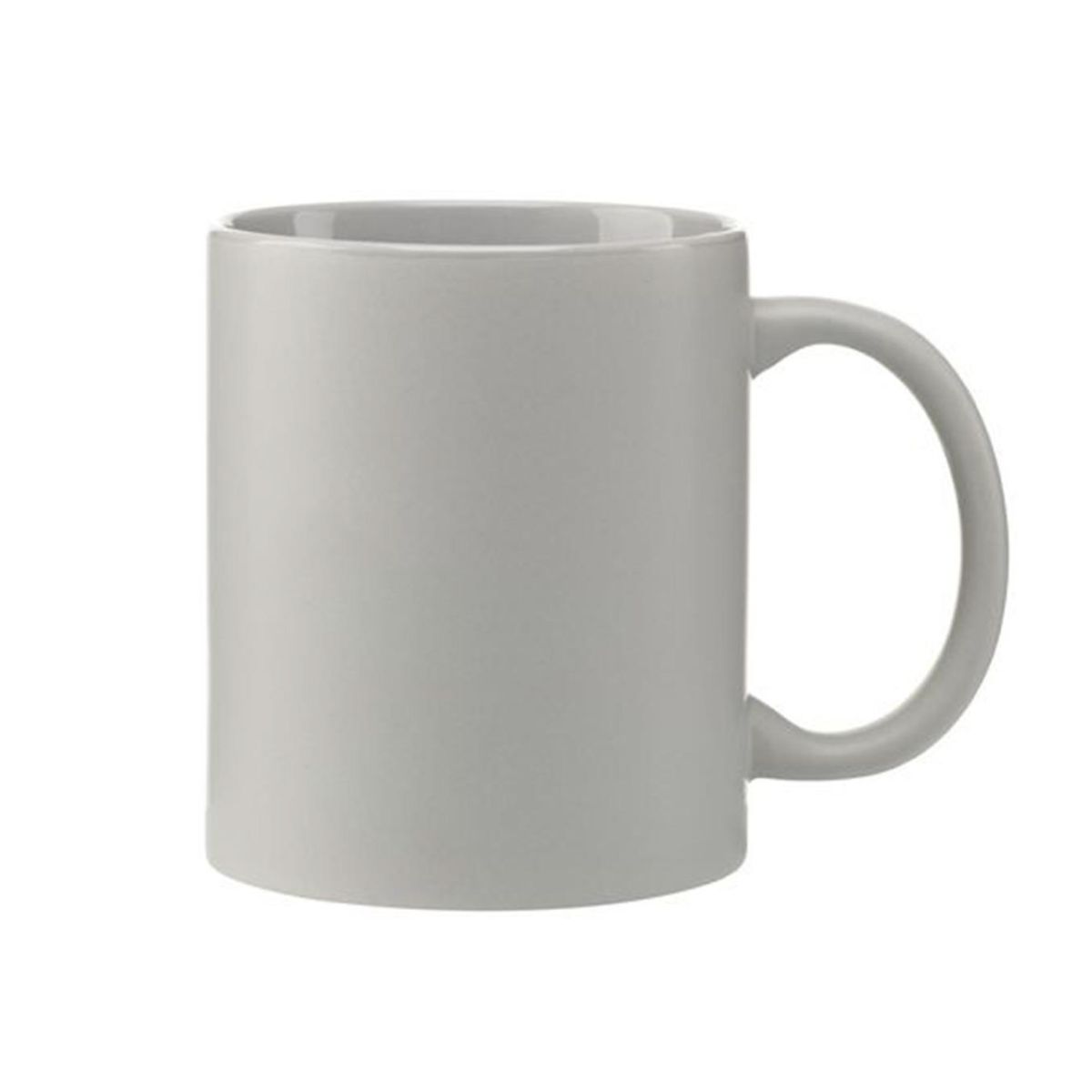 Front view of Kitty mug matt 35 cl. in grey porcelain with smooth matt surface and straight cylindrical shape.