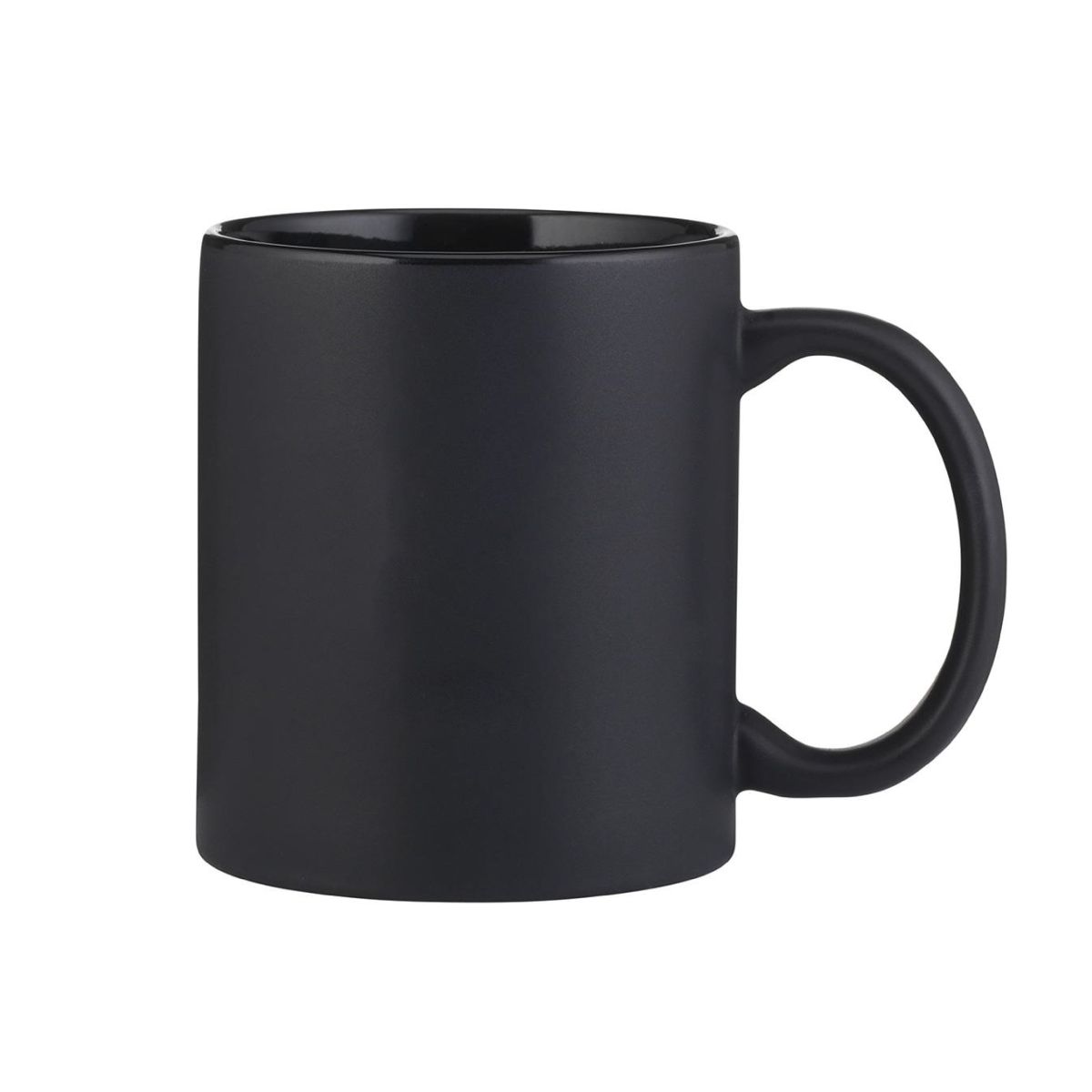 Front view of Kitty mug matt 35 cl. in black porcelain with smooth matt surface and straight cylindrical shape.