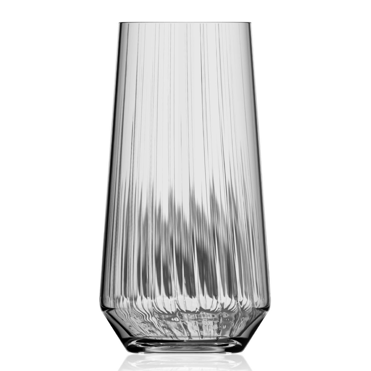 Melody lines tumbler 45 cl. glass with textured lines, Melody lines tumbler in clear glass from the front.