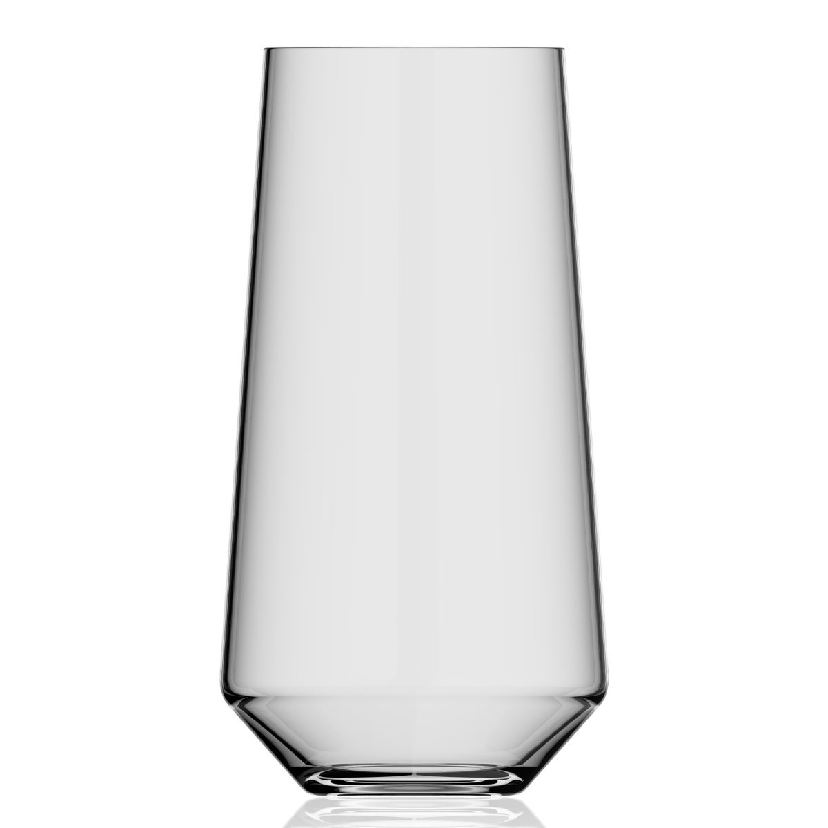 Melody tumbler 45 cl in clear glass, straight front view shows the smooth surface and straight glass shape.