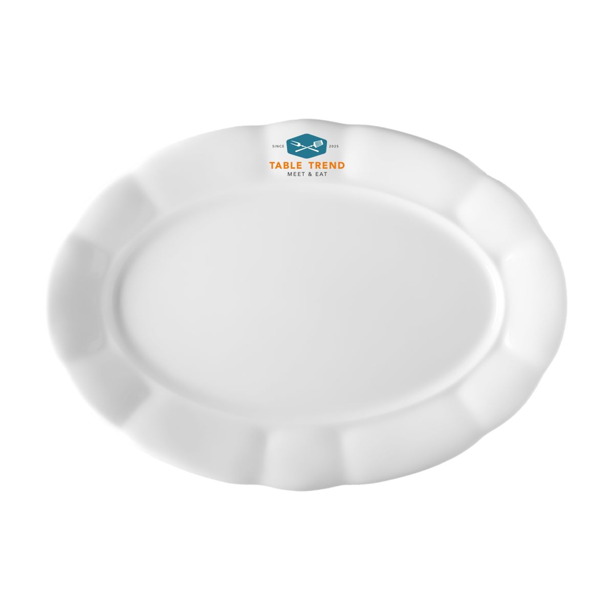 Bernice 32 cm porcelain bowl with TableTrend logo in multiple colours on front.