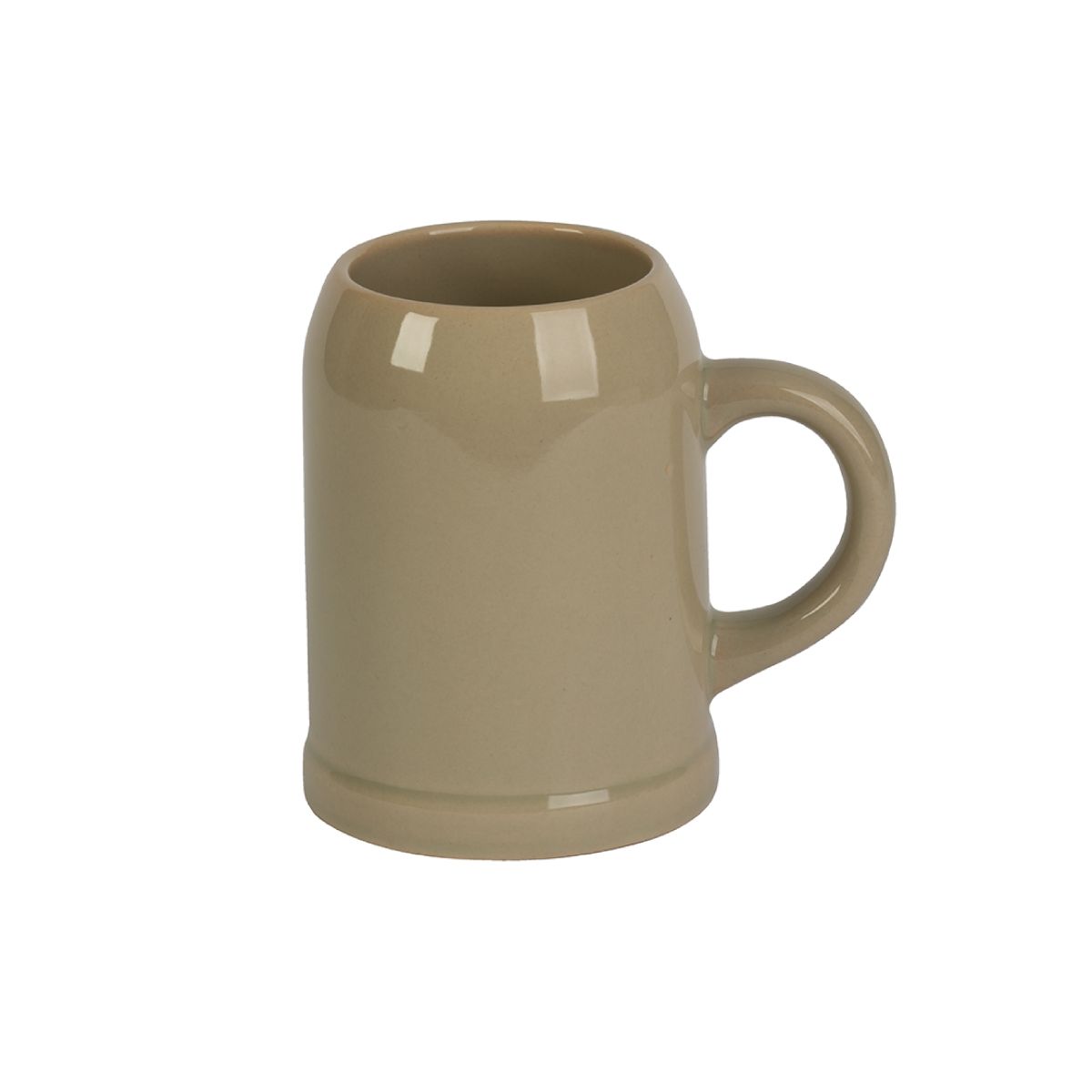 Vooraanzicht van stenen bierpul van aardewerk met inhoud 30 cl, robuuste bierpul met klassieke cilindervorm.