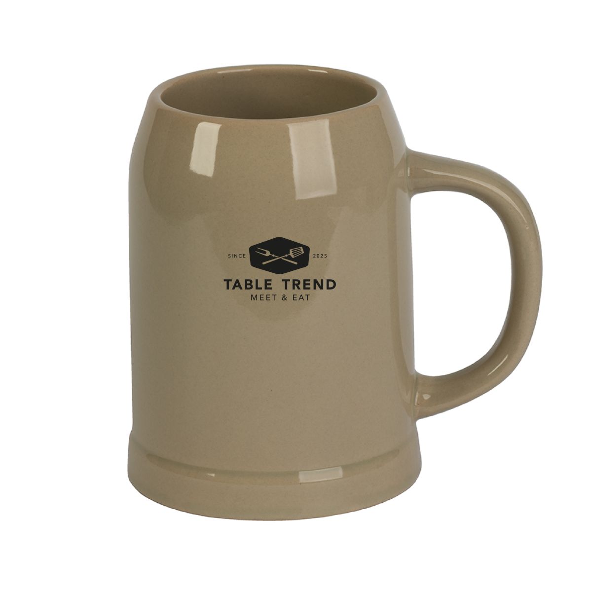 Stoneware beer mug 50 cl with TableTrend logo in one colour on the front of the sturdy beer mug.