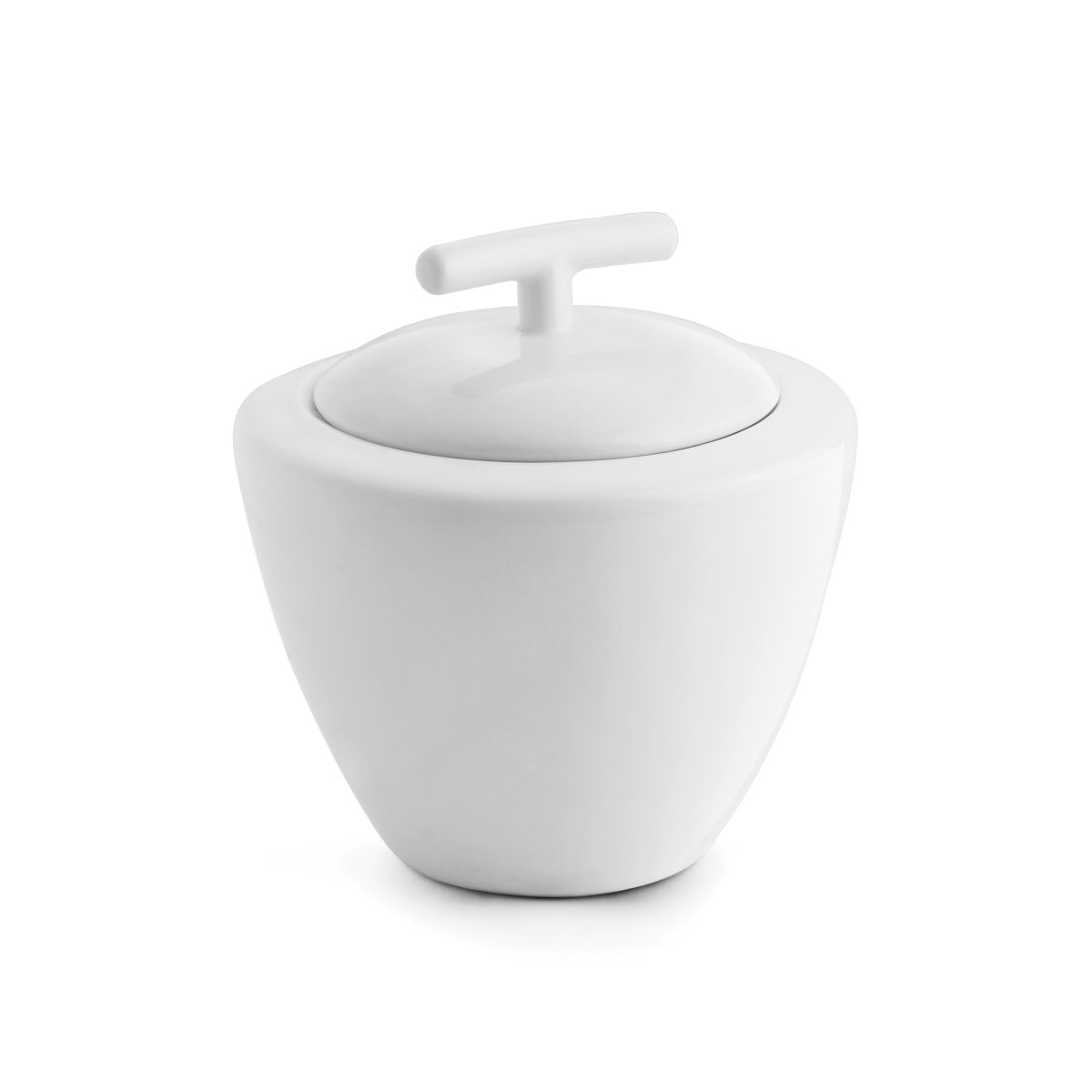 Witte porseleinen suikerpot Squito van 35 cl met rond model en strak vooraanzicht.