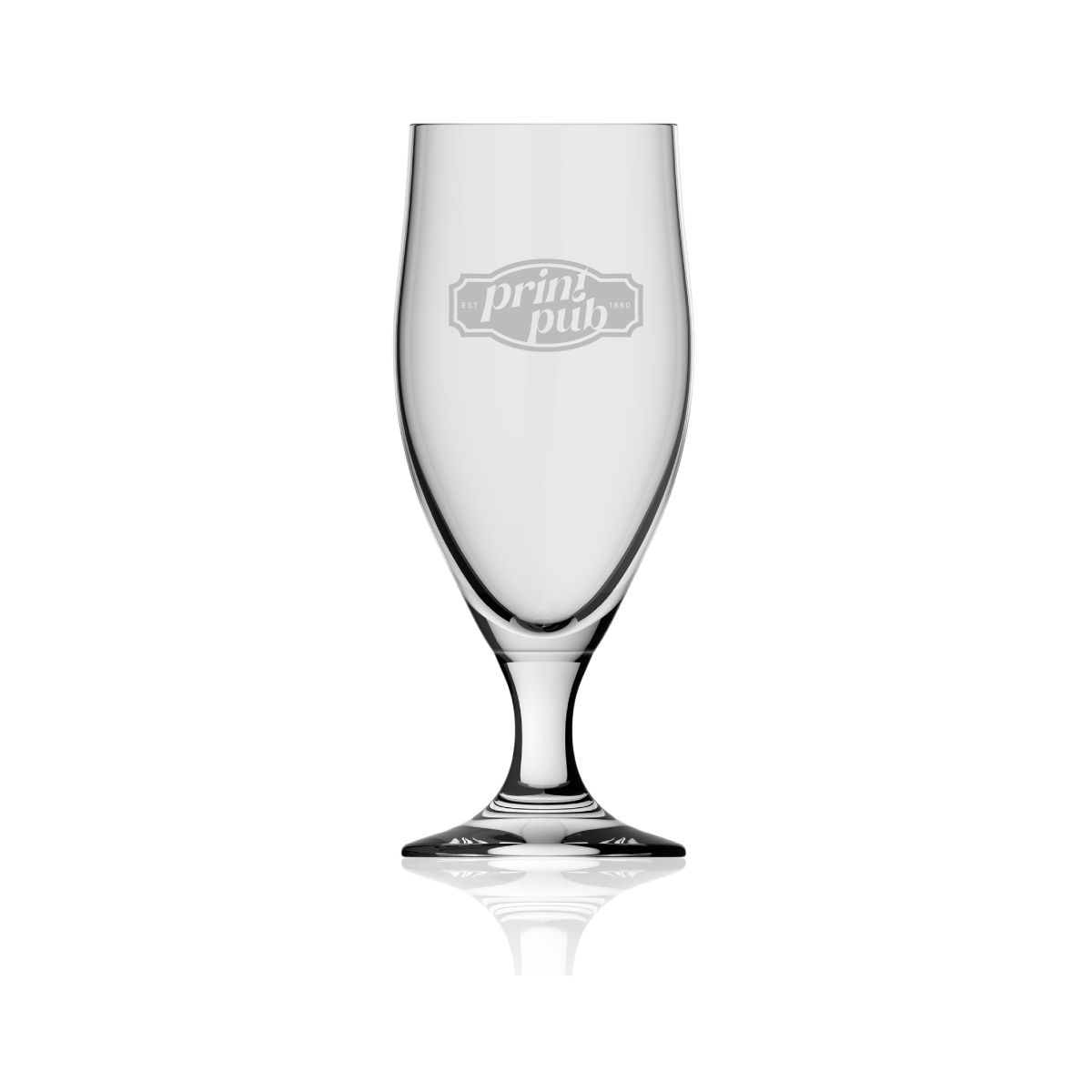 Avano beer glass, 33 cl, with the PrintPub logo engraved on the front