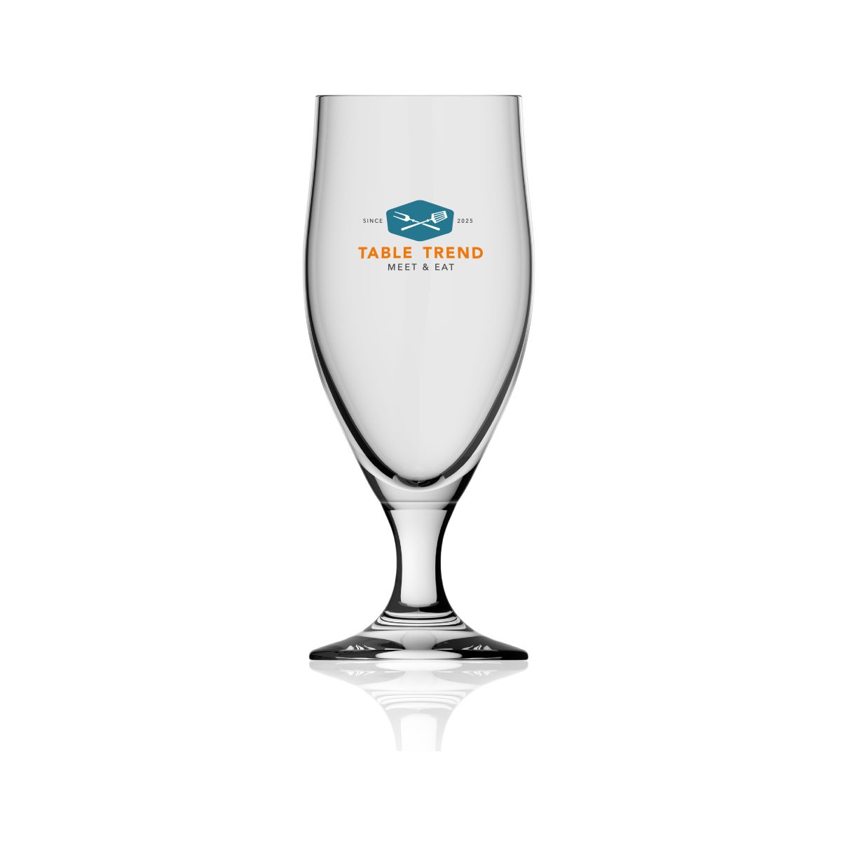 Avano beer glass, 33 cl, with a multicoloured TableTrend logo printed on the front