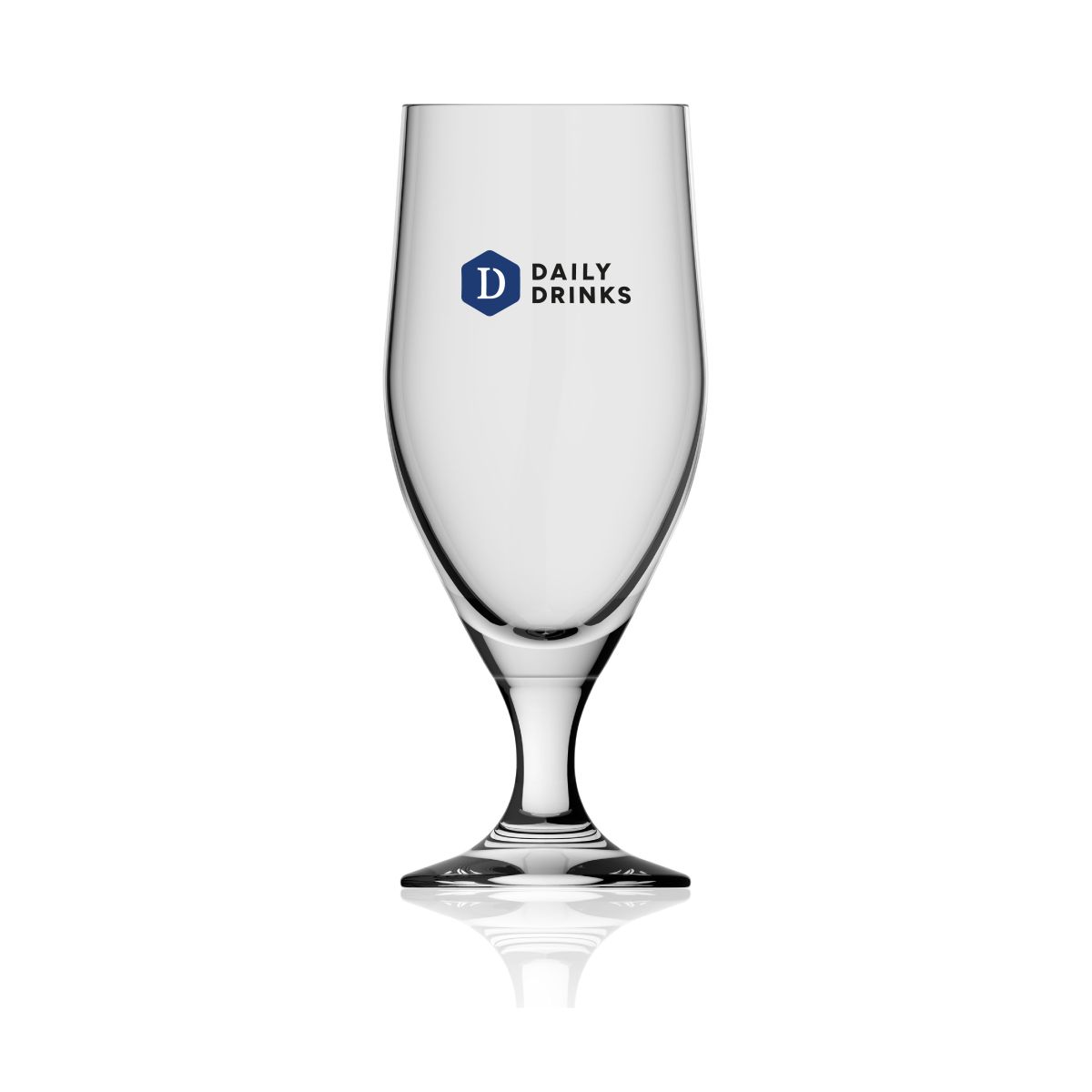 Avano beer glass, 39 cl, with a multicoloured DailyDrinks logo printed on the front