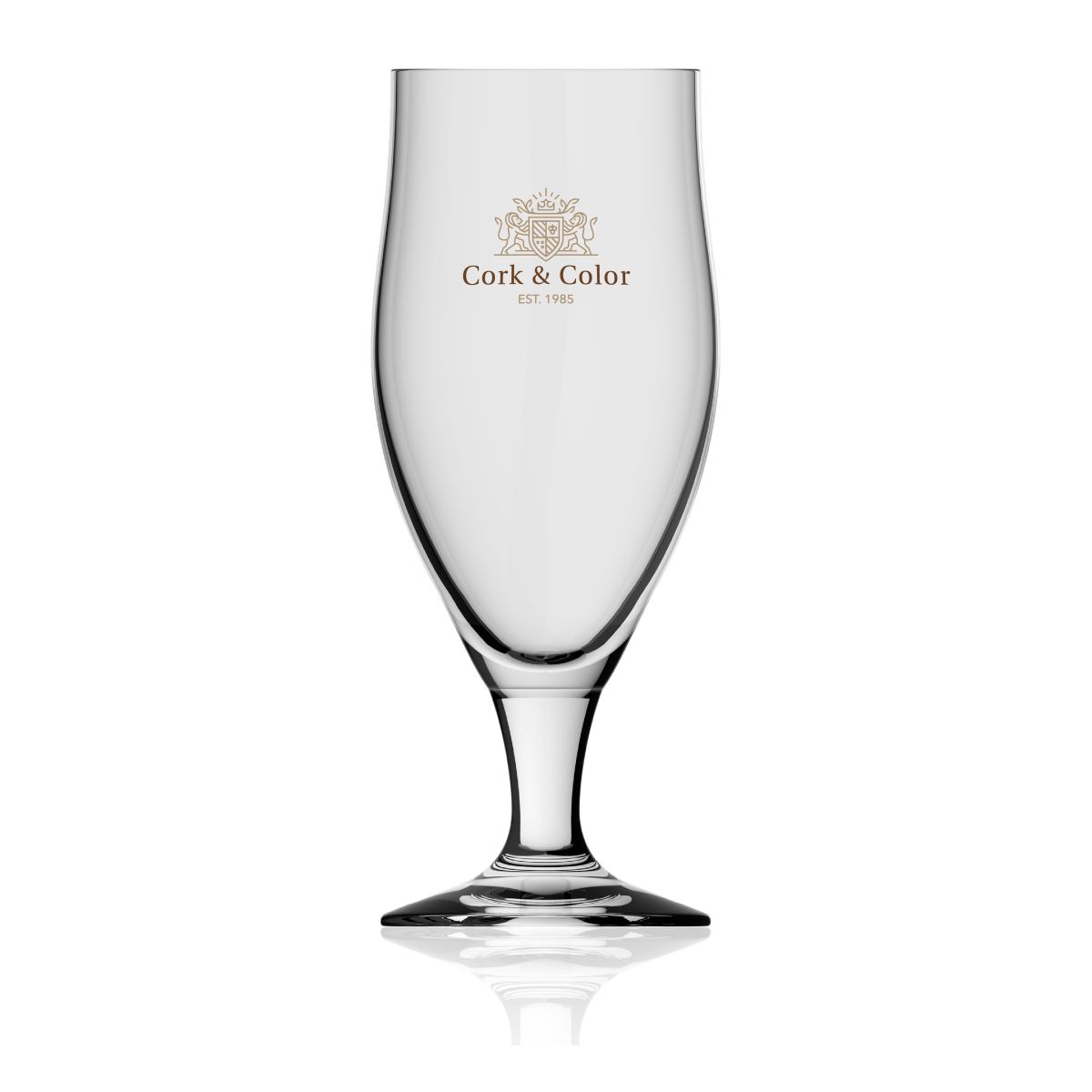 Avano beer glass, 50 cl, with a multicoloured CorkColor logo printed on the front