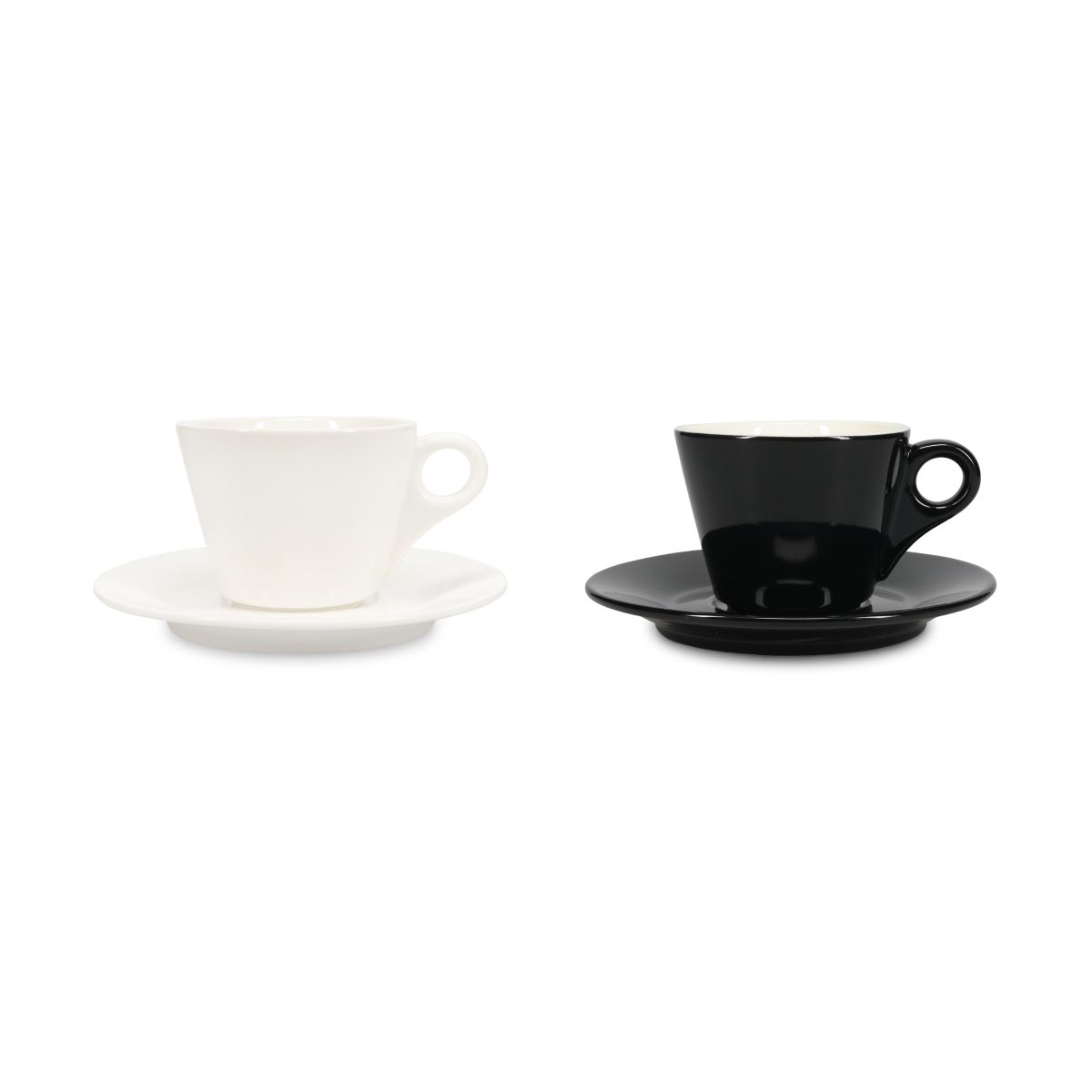 Kleurvariaties van Baristo Cappuccino 21 cl. SET porselein overzichtelijk gepresenteerd naast elkaar.