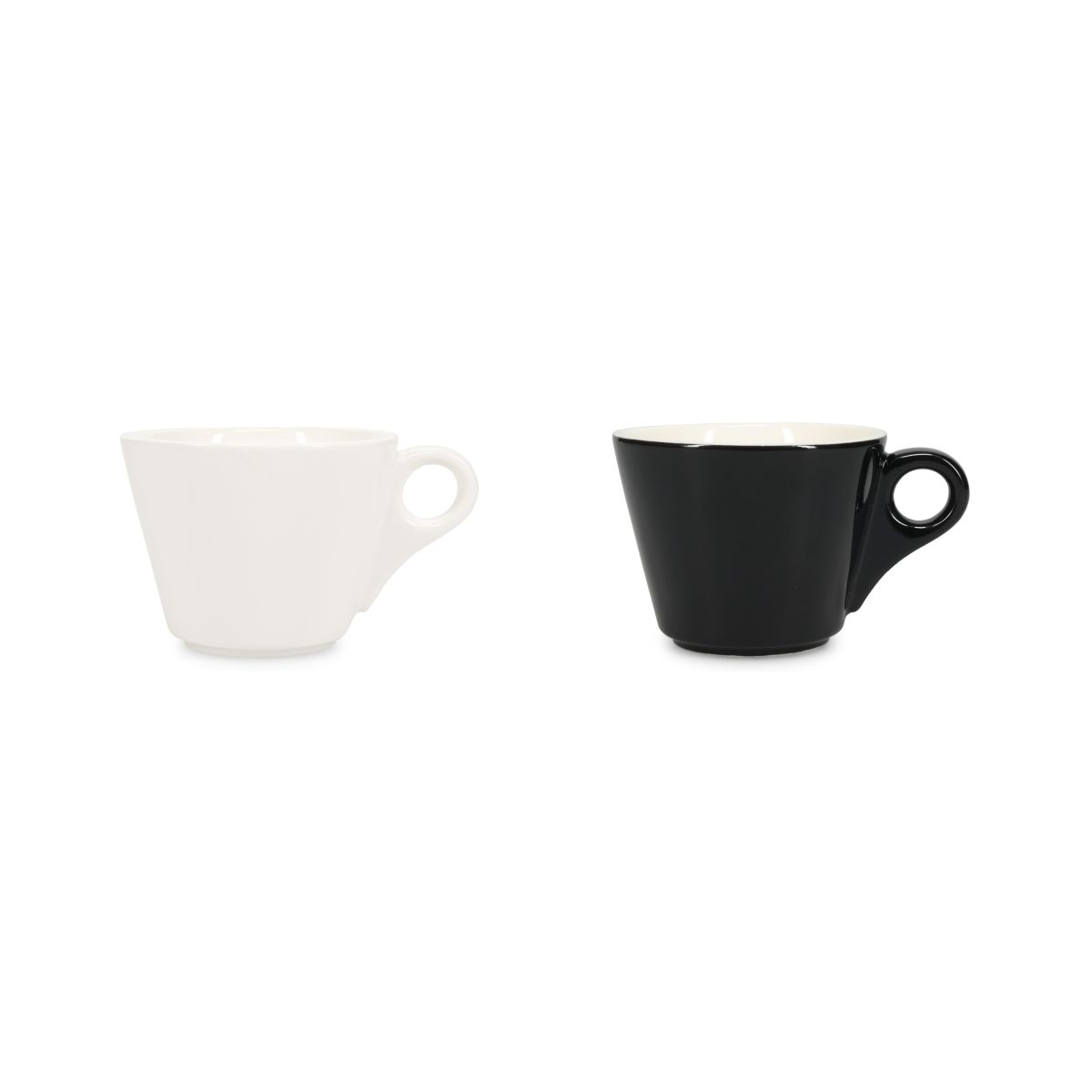 Overzicht van beschikbare kleurvarianten van de Baristo Cappuccino Kop 21 cl. porselein, netjes gerangschikt.