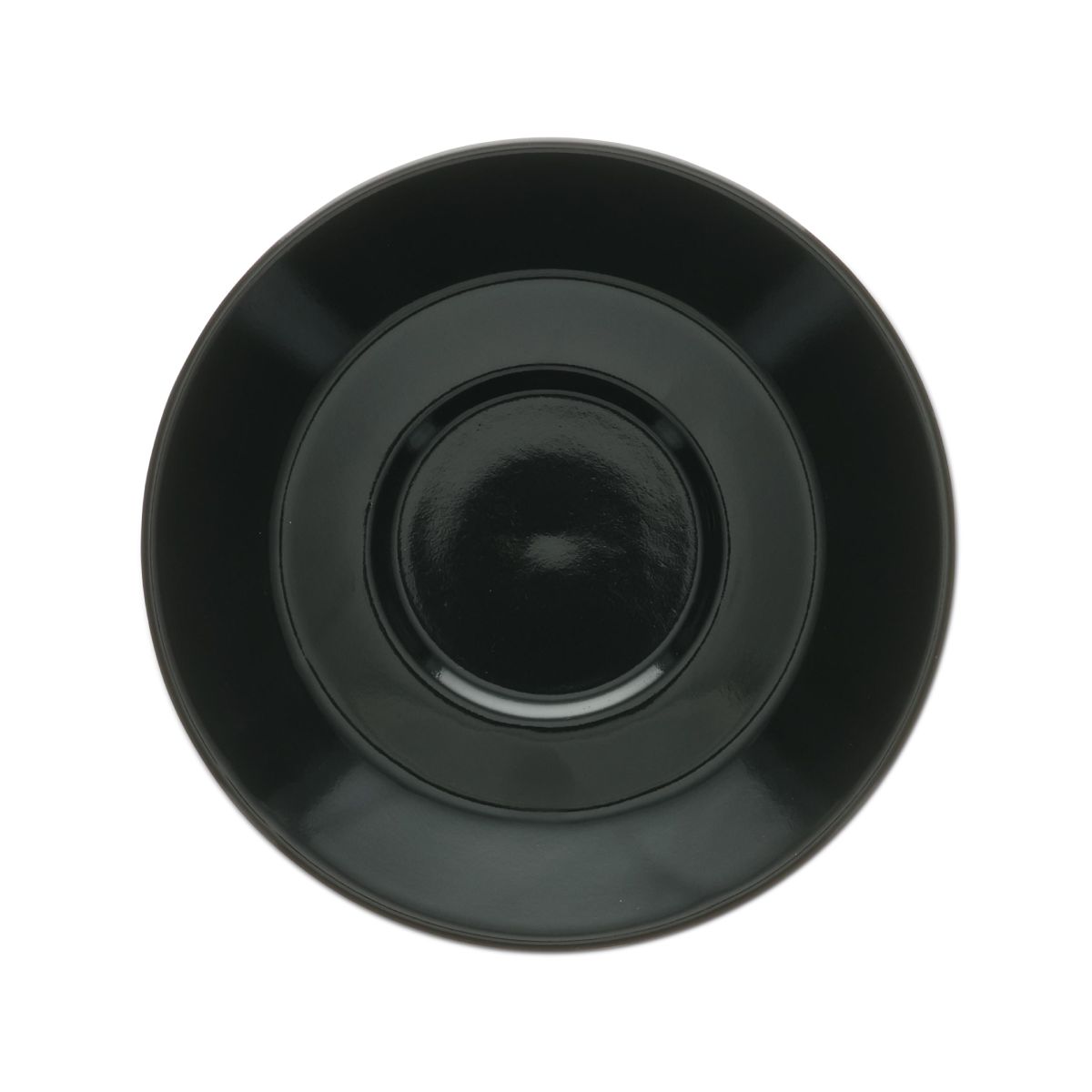 Baristo Latte Dish measuring 16.5 cm in black porcelain, shown in frontal top view.