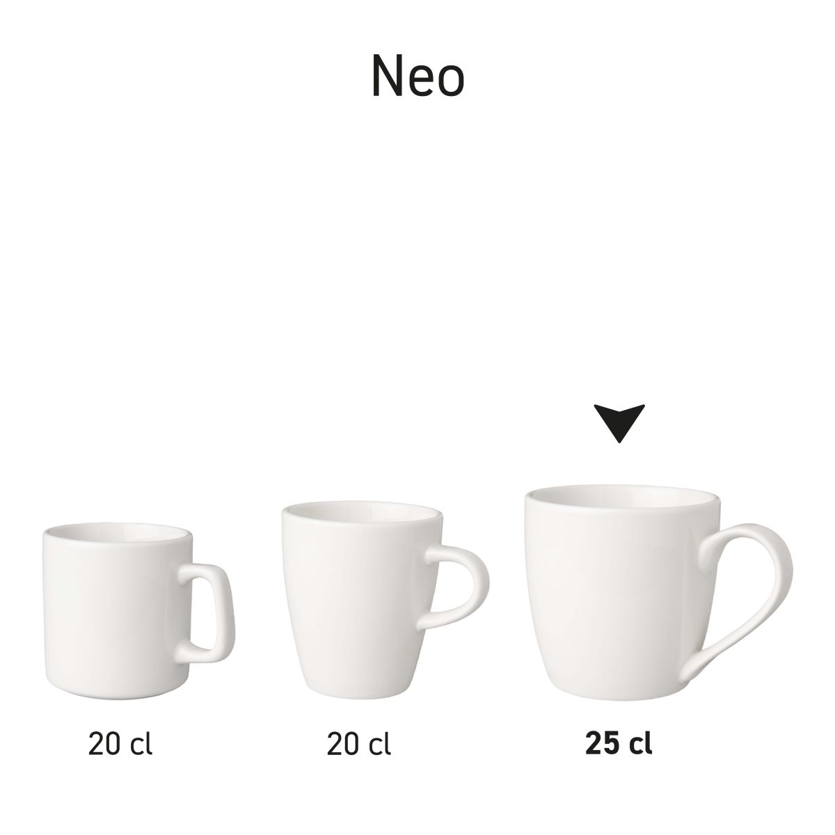 Cup white Budgetline Neo 25 cl. presented in series with other variants.