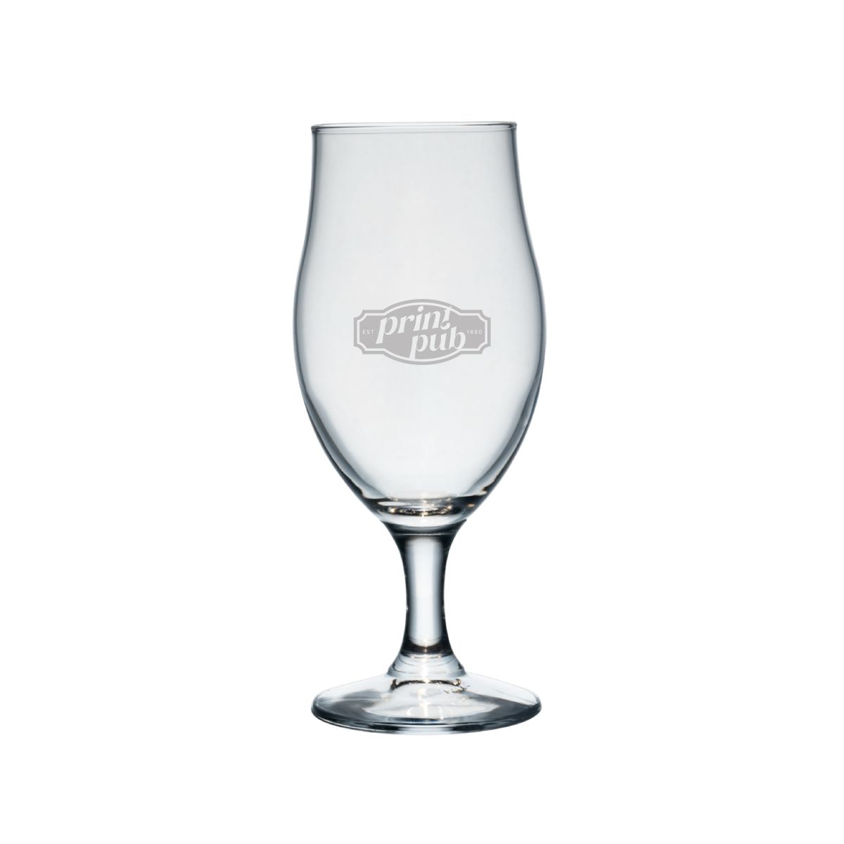Bierglas Executive 26 cl glas met gegraveerd logo van PrintPub op de voorzijde
