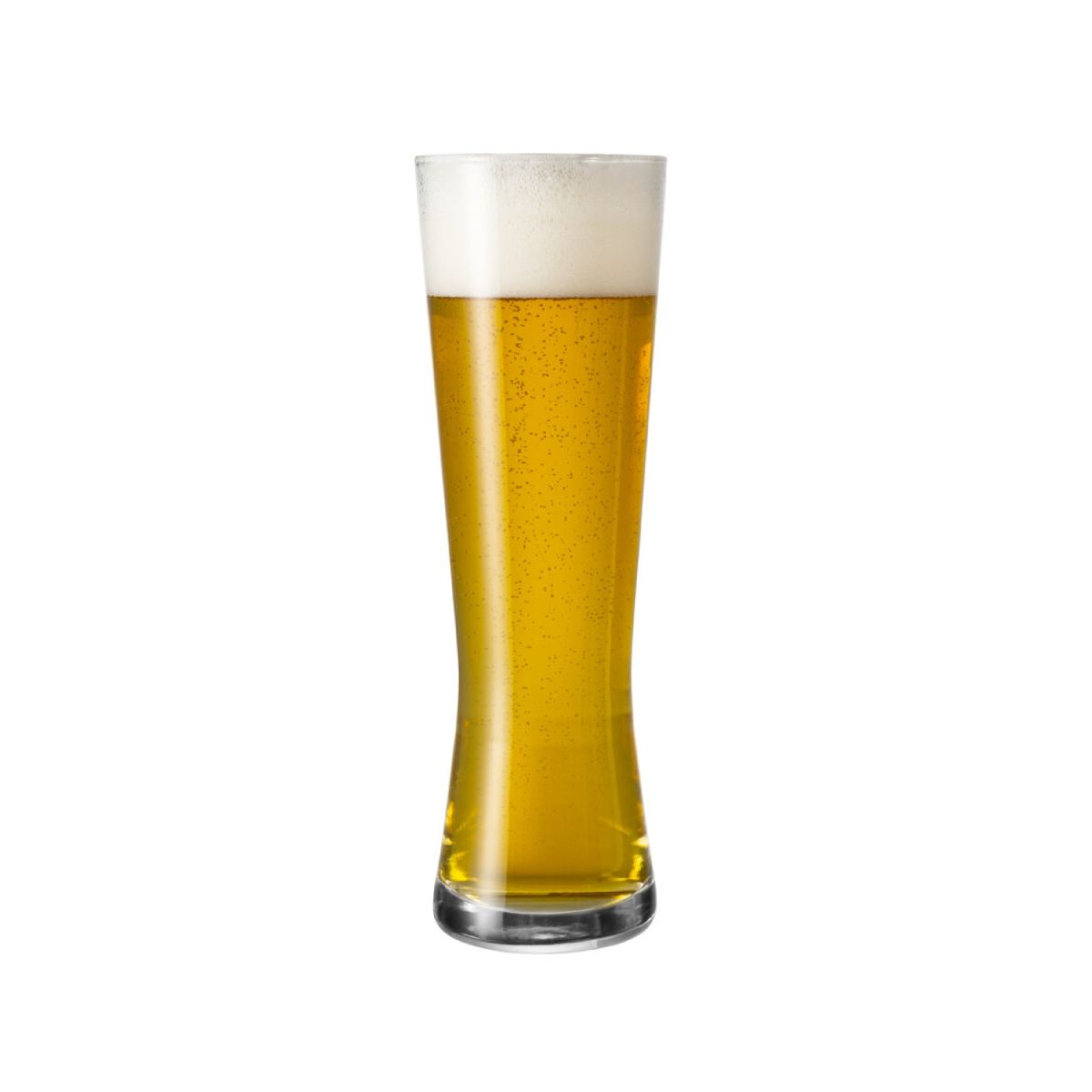 Bierglas Monaco 30 cl tapmaat gevuld met bier op witte achtergrond, met heldere kleur en schuimkraag
