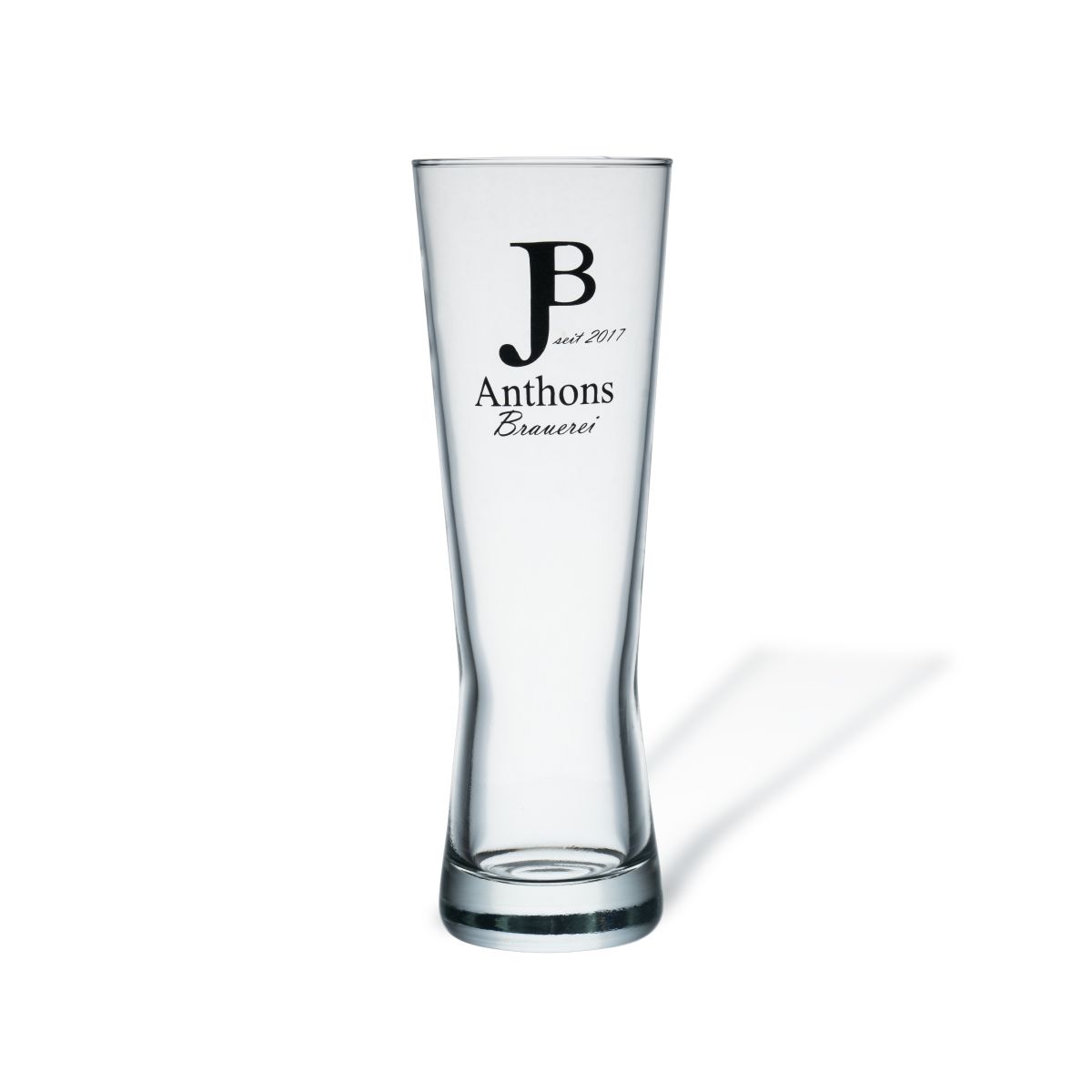 Bierglas Monaco 30 cl tapmaat glas met eenkleurig logo van JP Anthons Brauerei op het voorpaneel