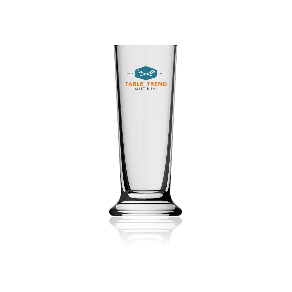 Beer glass Stange 16 cl. with a multicoloured TableTrend logo on the front