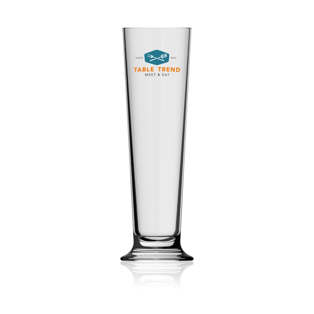 Beer Glass Stange 38 cl. with a multicoloured TableTrend logo on the front