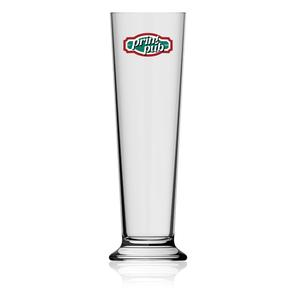 Bierglas Stange 65 cl. glas met meerkleurig PrintPub-logo op het voorpaneel