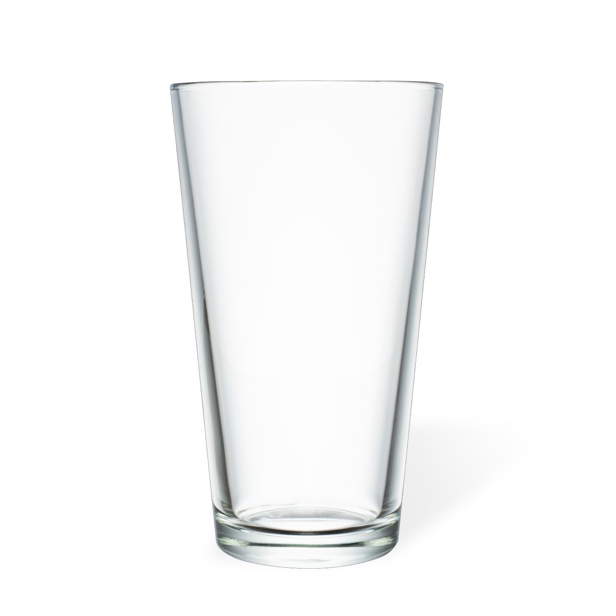 Beer Pint glass 34 cl. in front view, made of transparent glass with classic straight shape.