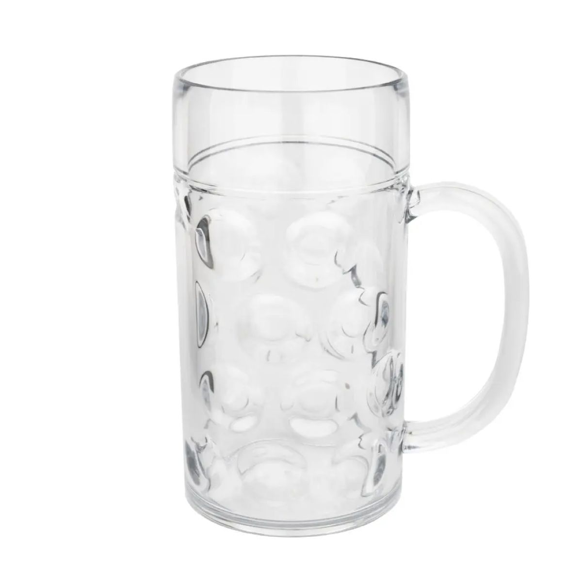 Rechte weergave van een lege Bierpul Oktober van 110 cl. in helder kunststof glas. Rechte weergave van een lege Bierpul Oktober van 110 cl. in helder kunststof glas.