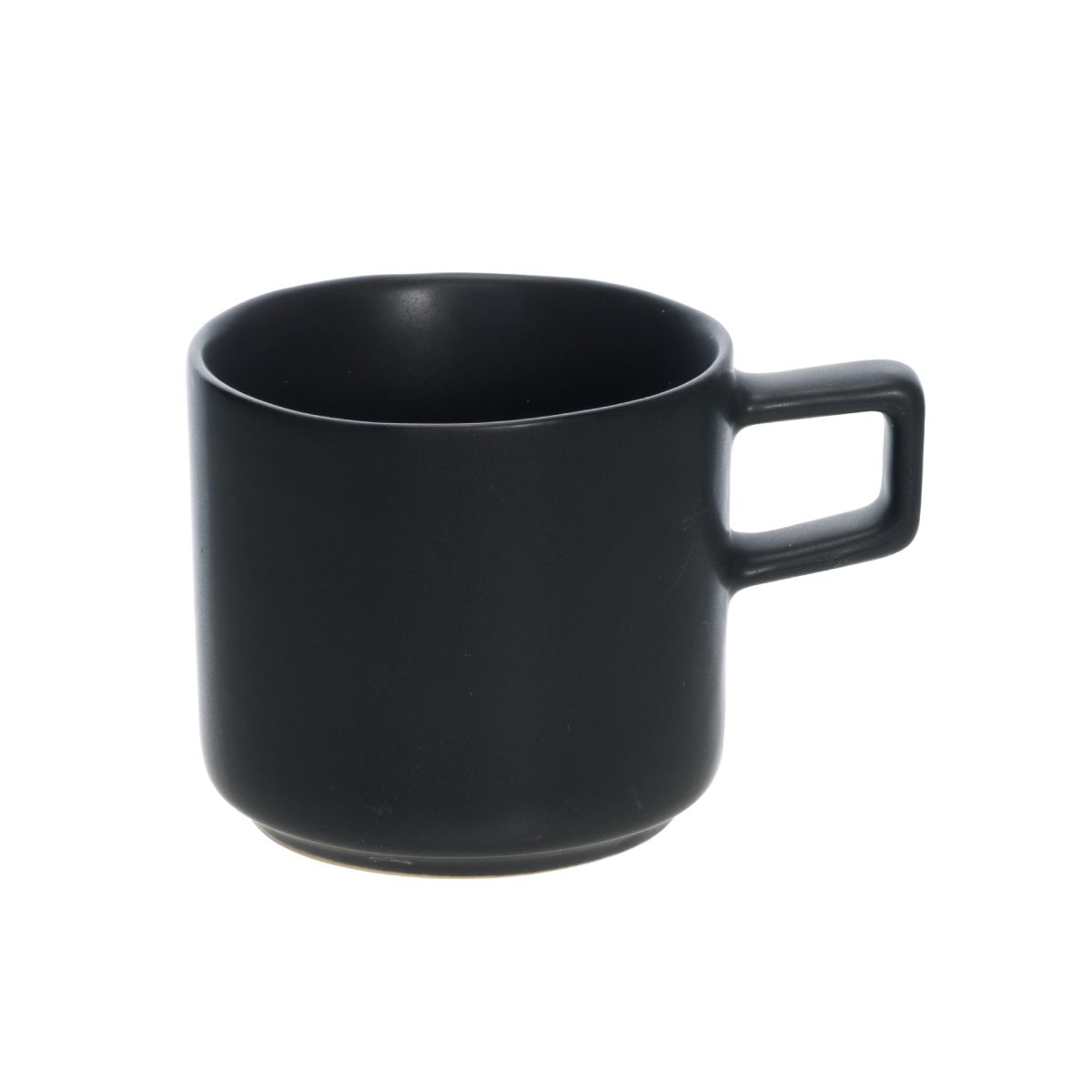 Front display of Blackwell coffee cup 22 cl in black porcelain with classic handle.