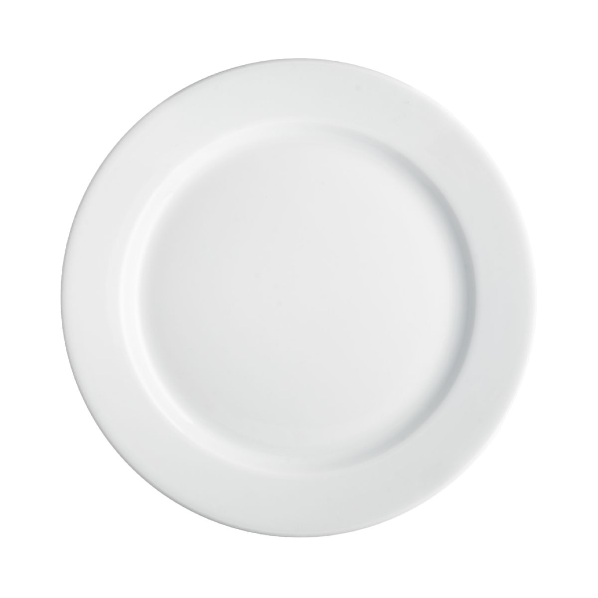Bord met brede rand wit 24 cm porselein, vooraanzicht zonder bedrukking