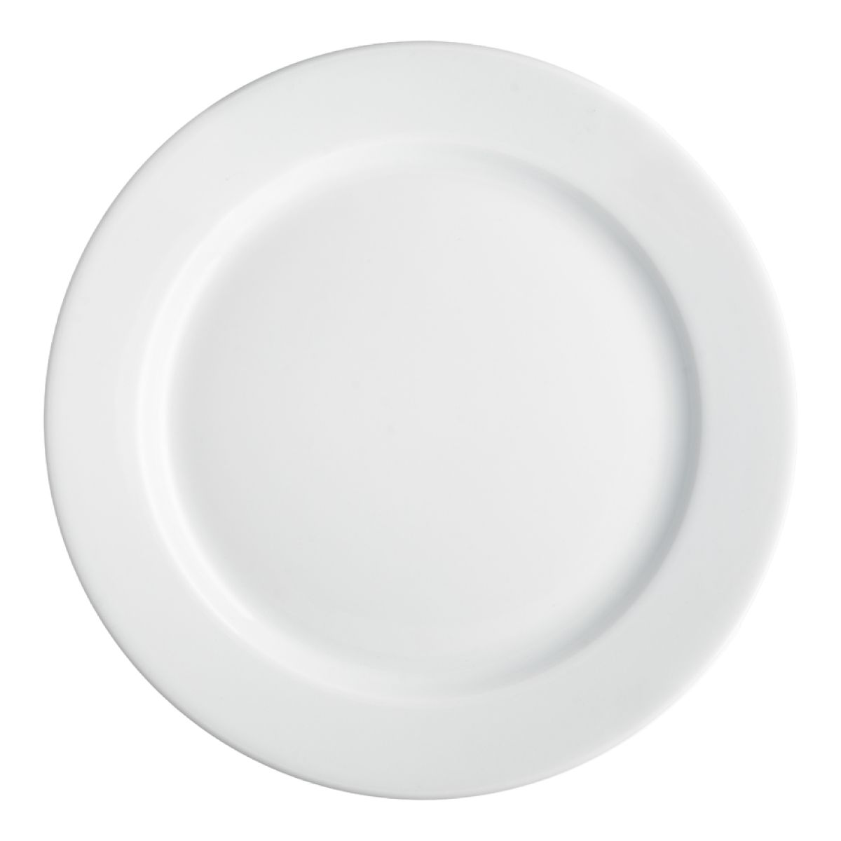 Bord met brede rand wit 28 cm porselein, vooraanzicht zonder bedrukking