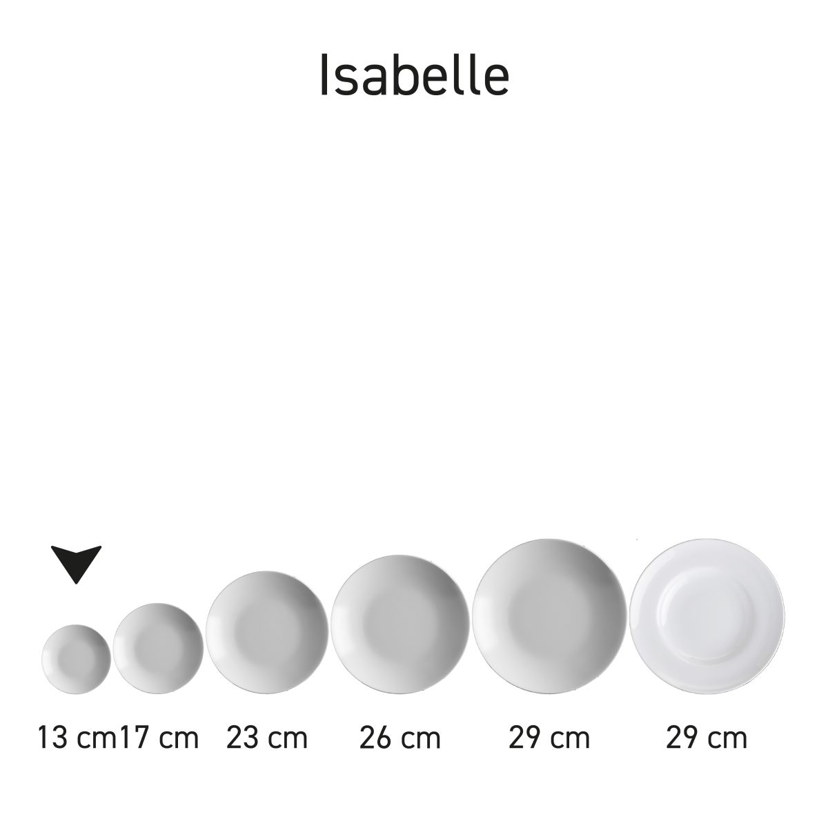 Reeks porseleinen diepe borden Isabelle gepresenteerd als serie in verschillende combinaties.