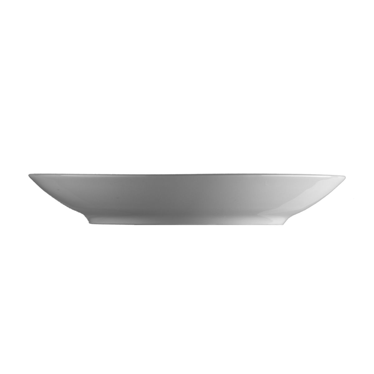 Zijaanzicht van porseleinen diep bord Isabelle 26 cm, toont hoogte en afgeronde komvorm.