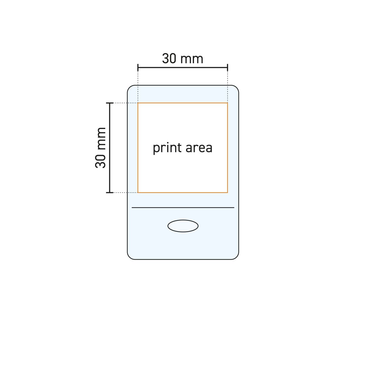 Working drawing of Centra Shot 6.3 cl glass with visible printing area for logo or imprint.