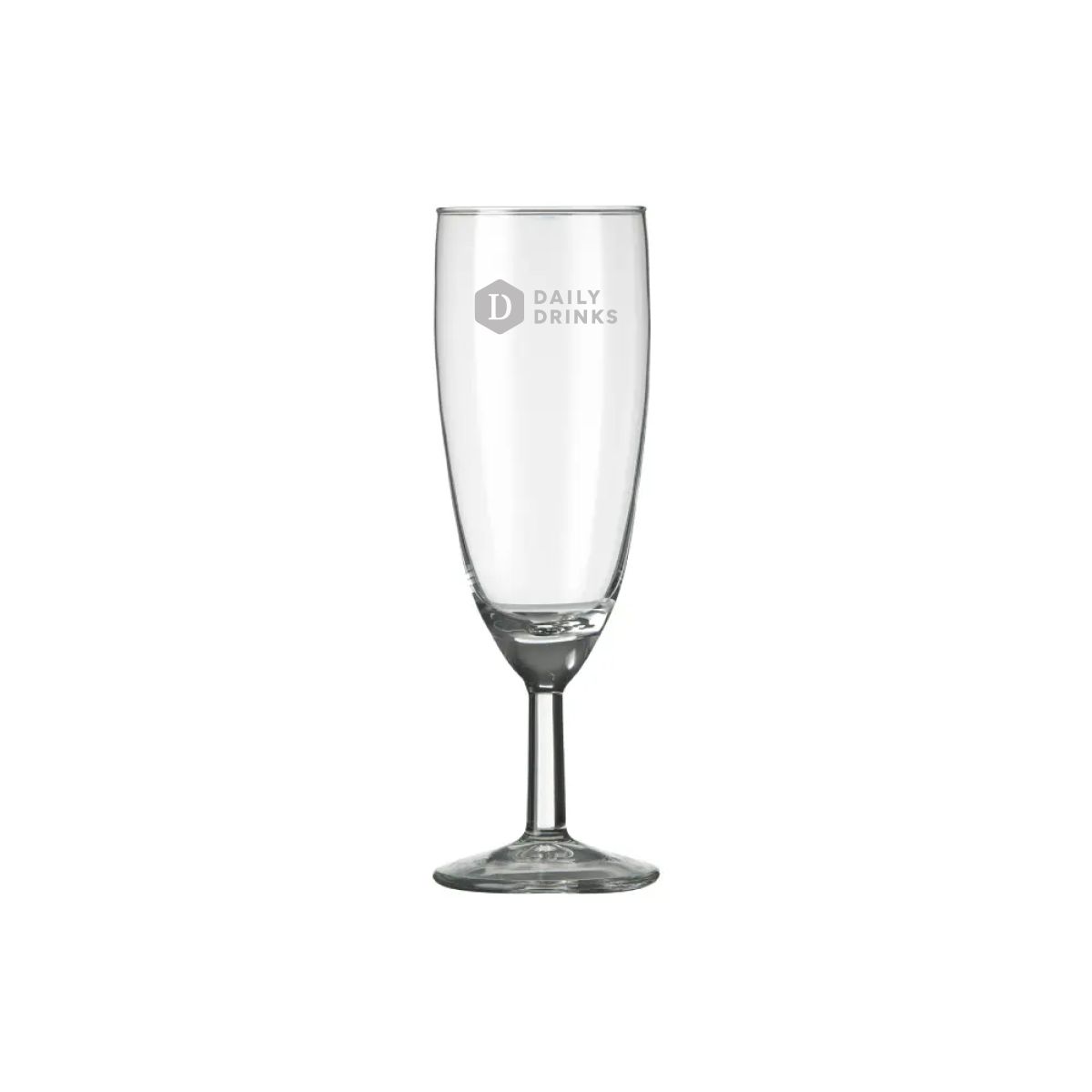 Champagneflute Gilde 16 cl. van glas met gegraveerd DailyDrinks-logo op het midden van het glas.