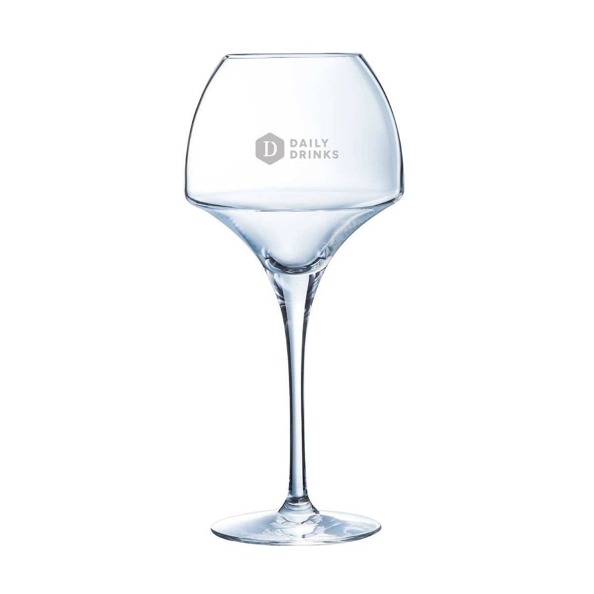 Engraving of DailyDrinks logo on Chef &amp; Sommelier Open Up wine glass 47 cl, front view.