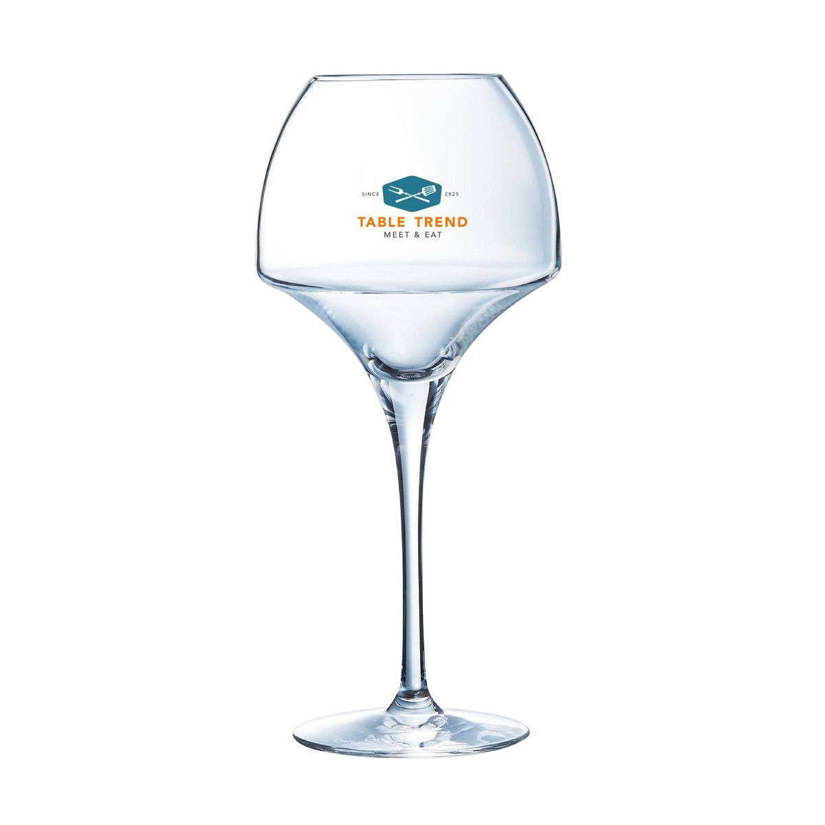 Chef &amp; Sommelier Open Up wine glass 47 cl with multi-coloured TableTrend logo on front.