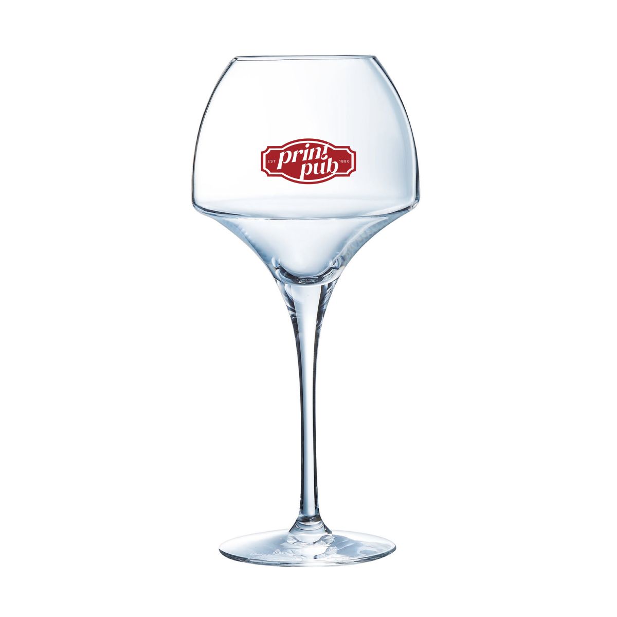 Wine glass 55 cl from the Open Up series with single-colour PrintPub logo on front.