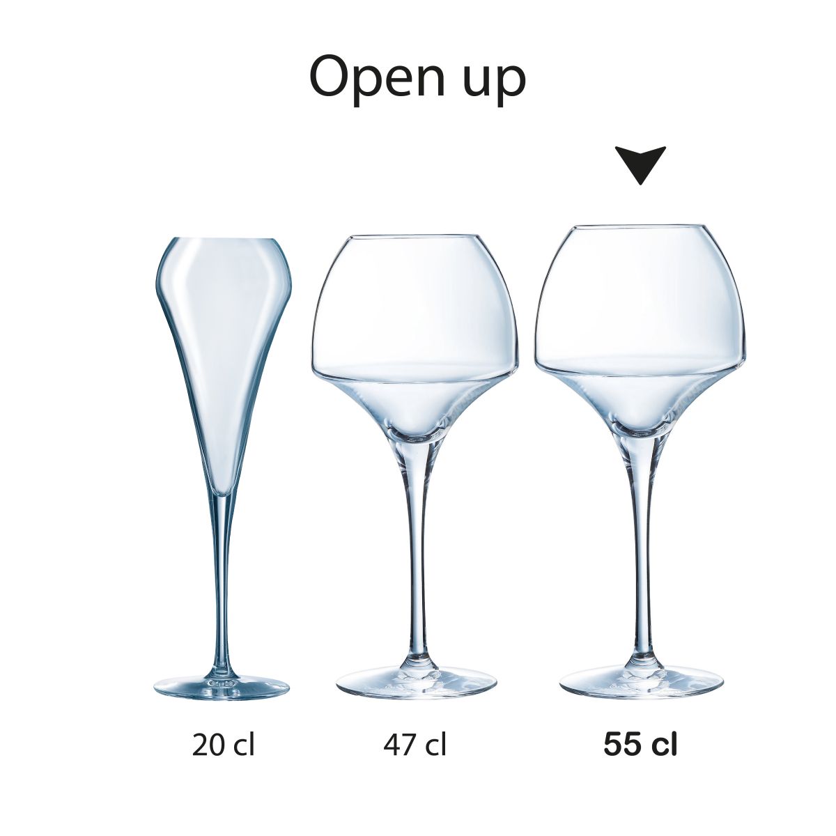 Overview of several Chef &amp; Sommelier Open Up glasses in series.