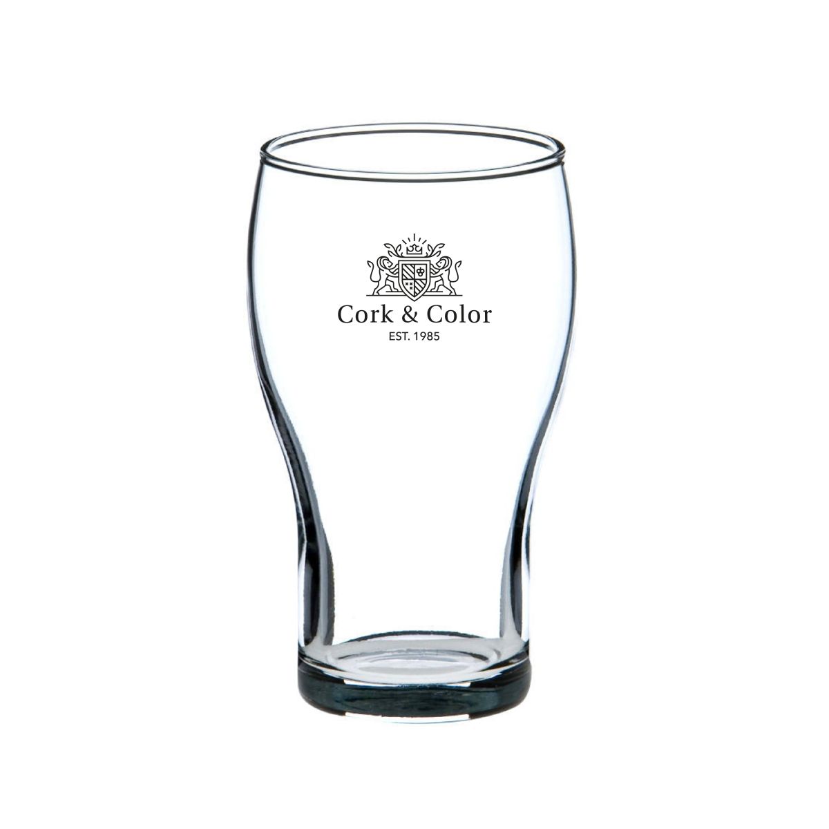 Front of the Cola Groot 28 cl. glass printed with a single-coloured CorkColor logo.