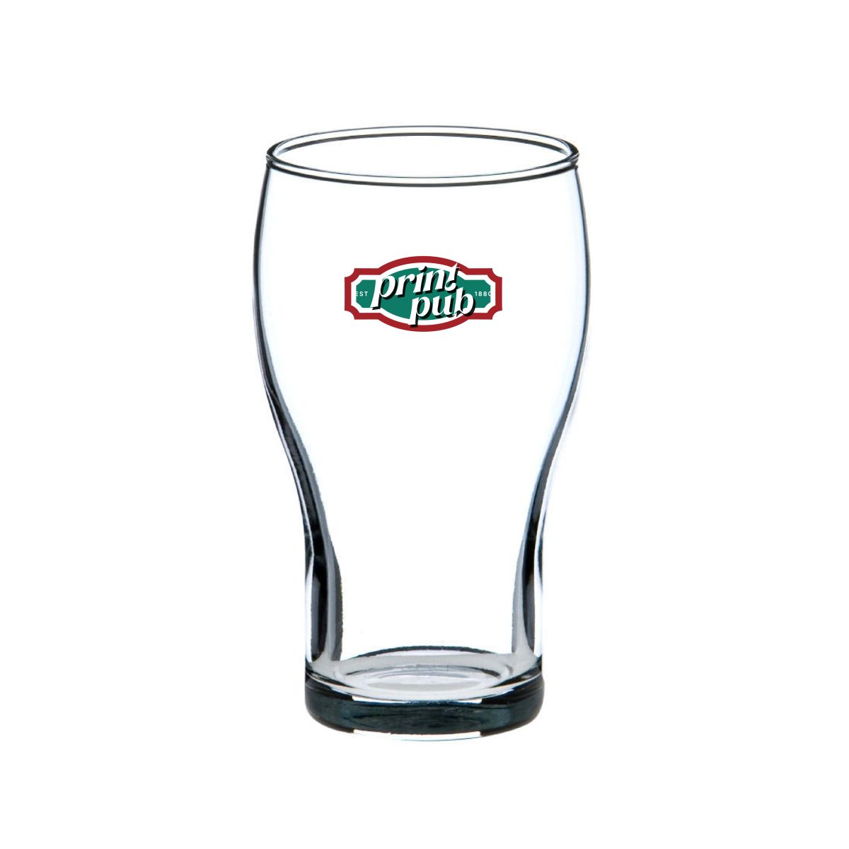Front of the Cola Groot 28 cl. glass with multicoloured PrintPub logo on the glass surface.