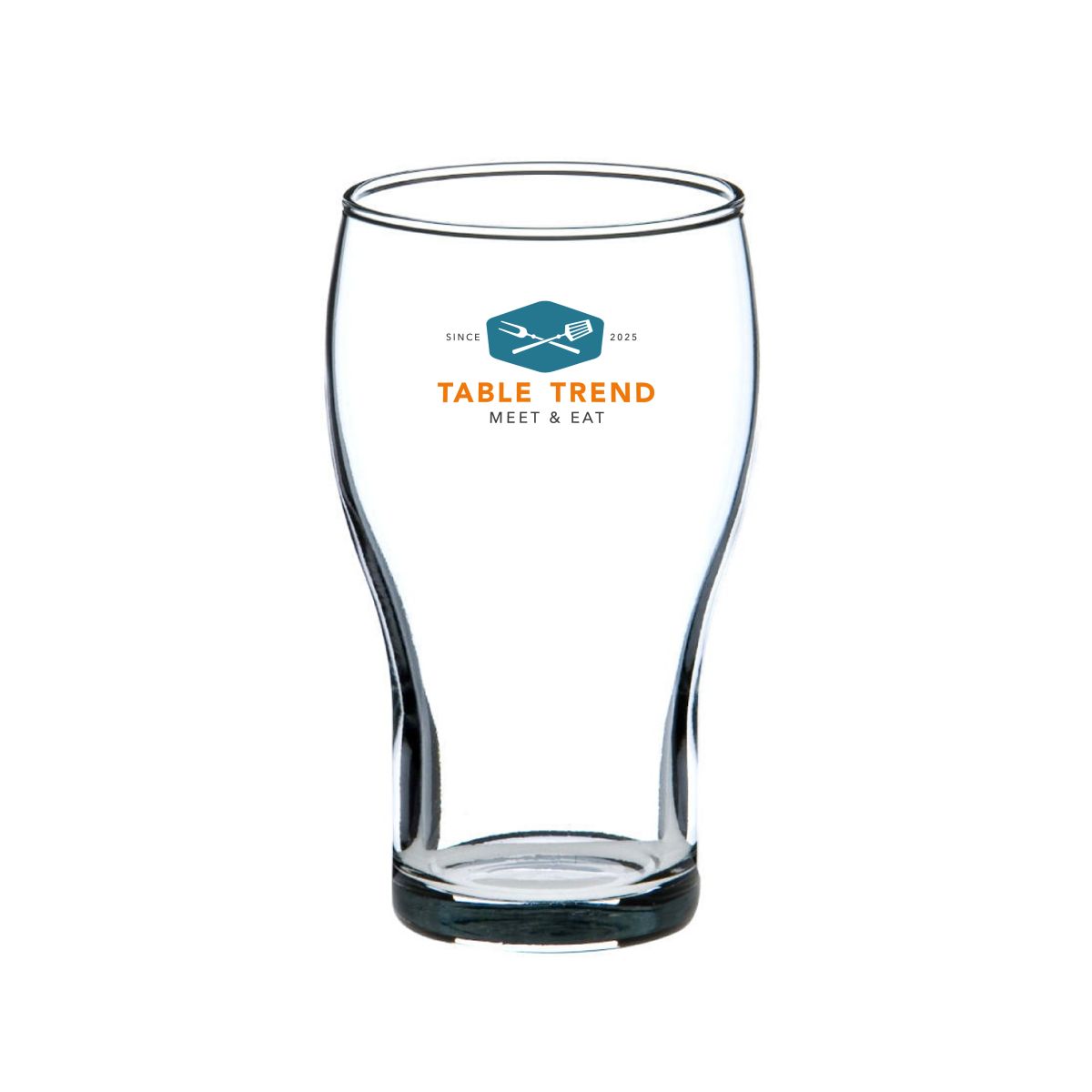 Front of Cola Klein 22 cl. glass with multi-coloured TableTrend logo printed in the centre.
